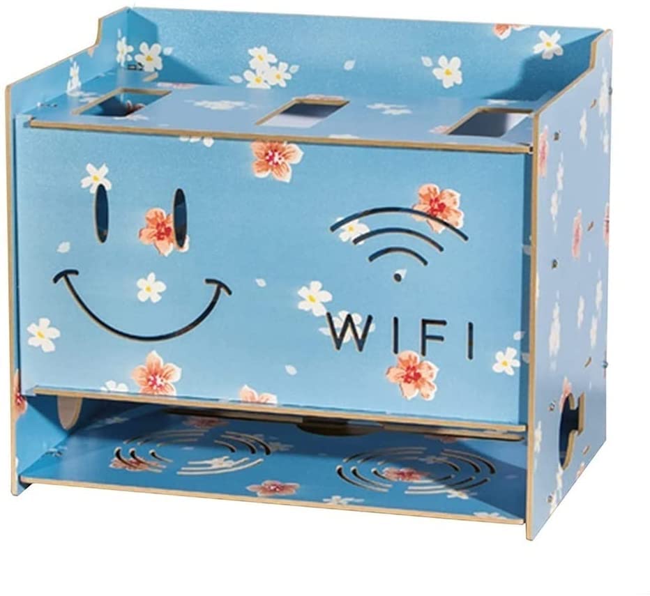 Wireless Router Storage Shelf - Wall Mounted Wooden WiFi Router Organizer with Cable Management & Socket Cover - Perfect for Home Office, Living Room & Bedroom Network Setup