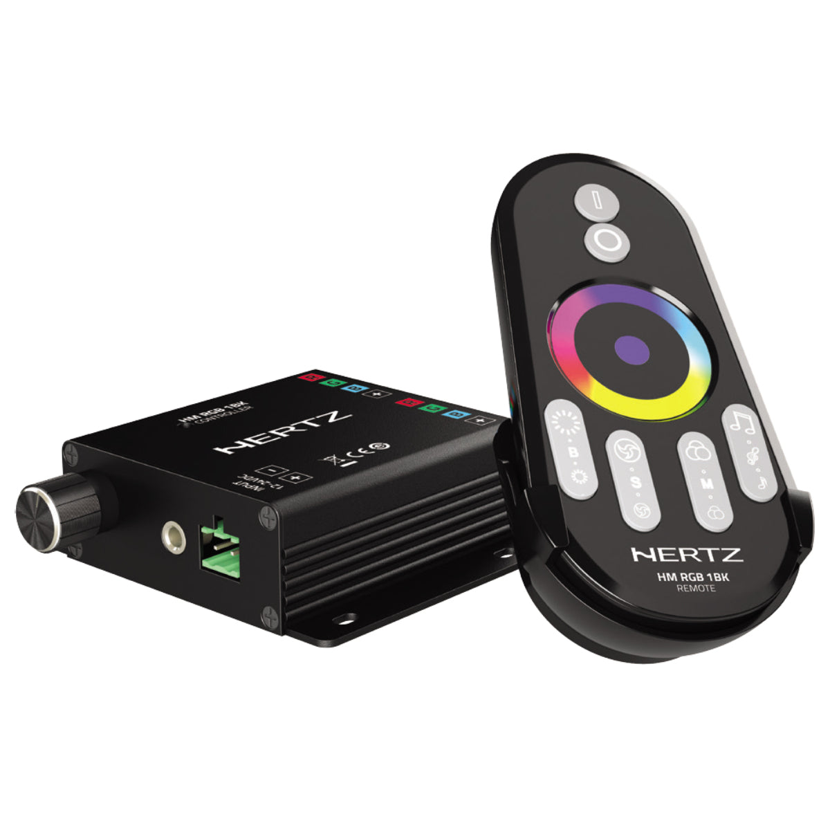 Hertz HM RGB 1 BK - RGB RF Controller with Remote Control for Smart Home Lighting & LED Strips | Wireless Light Control for Bedroom, Living Room & Party Decor