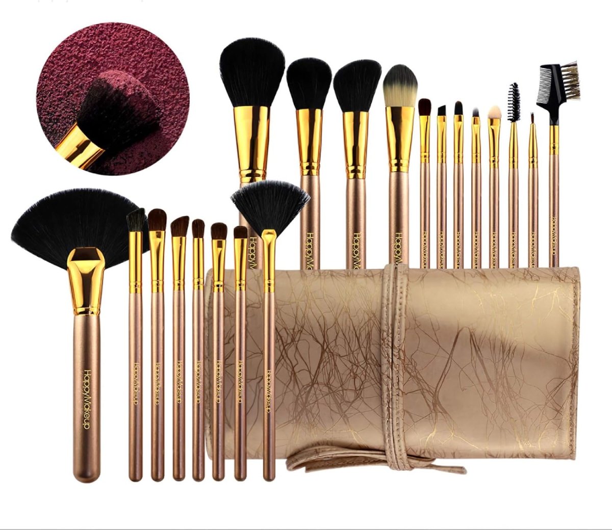 20-Piece Professional Makeup Brush Set - Salon Quality Champagne Gold Brushes for Foundation, Blending, Contouring & Eyeshadow - Perfect for Makeup Artists & Beginners (Home & Travel Use)