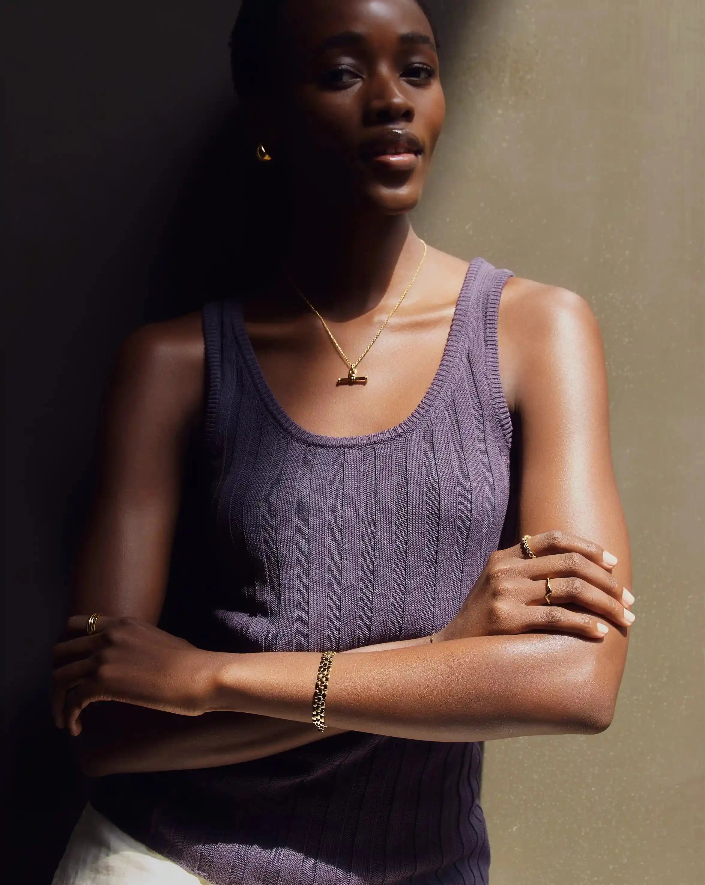 Ridge T Bar Chain Necklace - 18K Gold Plated Women's Jewelry for Everyday Wear & Special Occasions