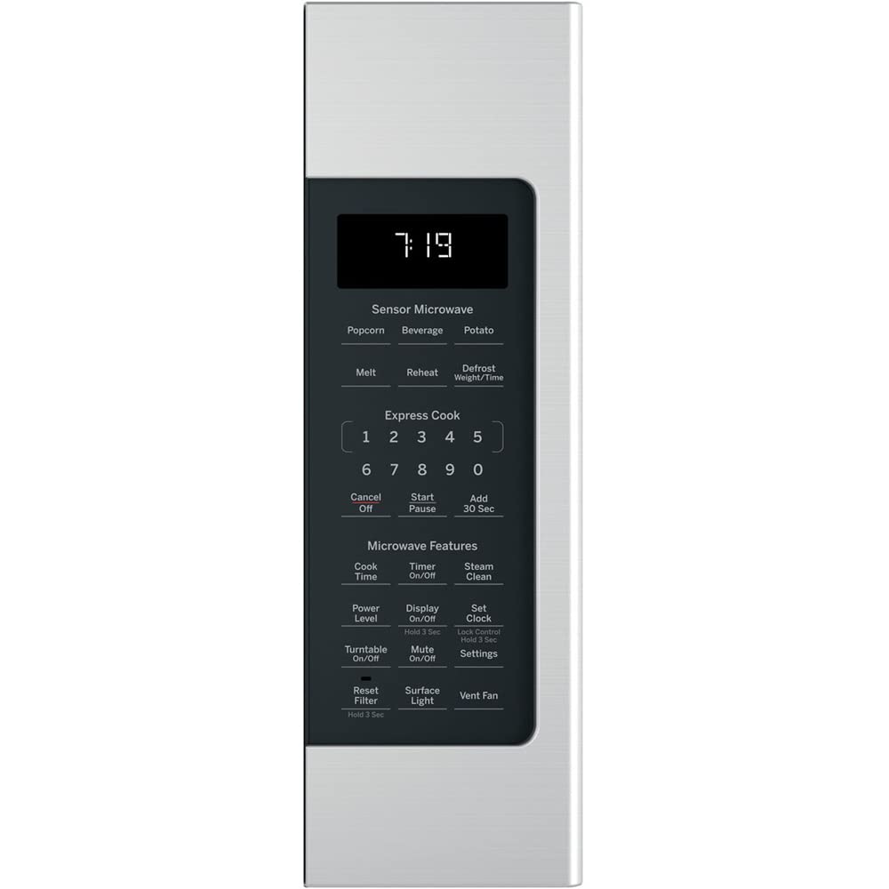 GE JVM7195SKSS 1.9 Cu. Ft. Over-the-Range Sensor Microwave Oven in Stainless Steel with 2-Year CPS Protection Plan - Perfect for Modern Kitchens & Small Spaces