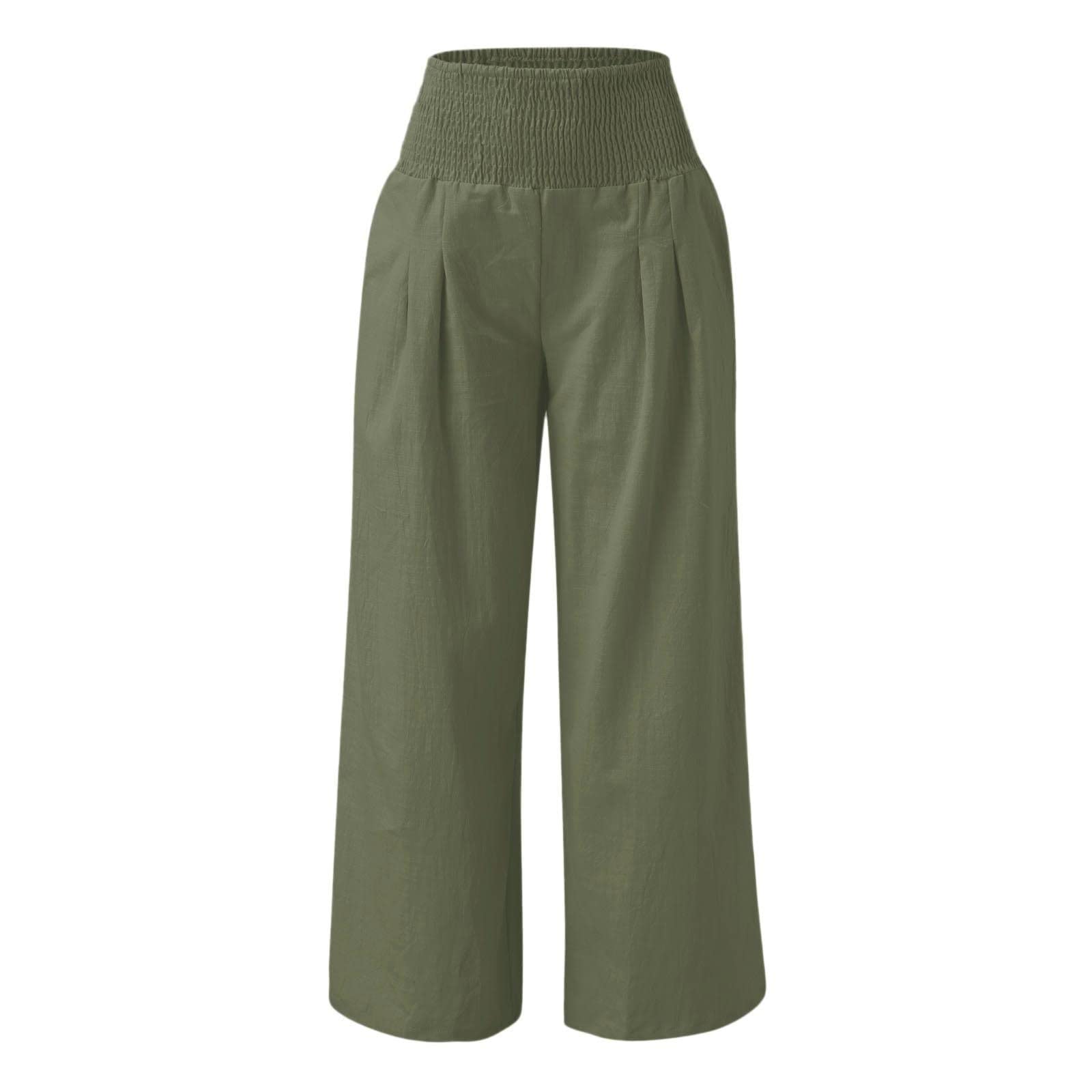 Women's Linen Wide Leg Yoga Pants - Lightweight Summer Palazzo Lounge Pants | Breathable Flowy Loose Comfortable Pants for Yoga, Beach, Travel & Casual Wear