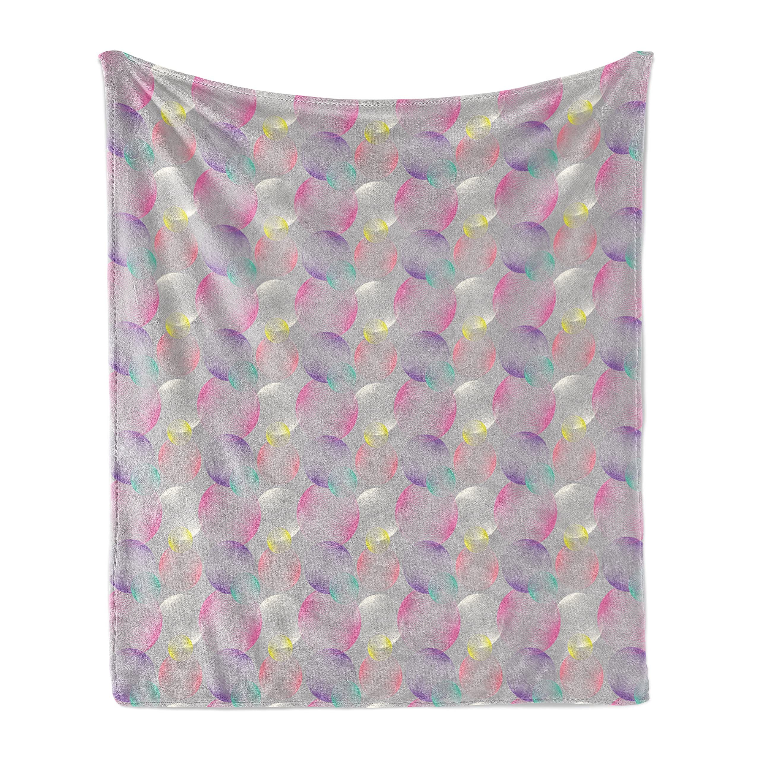 Ambesonne Abstract Throw Blanket - Modern Striped Circles & Bubbles Design - Soft Flannel Fleece Couch Cover (50x60 Inches) - Earth Yellow - Perfect for Living Room Decor, Sofa Accent & Cozy Winter Nights