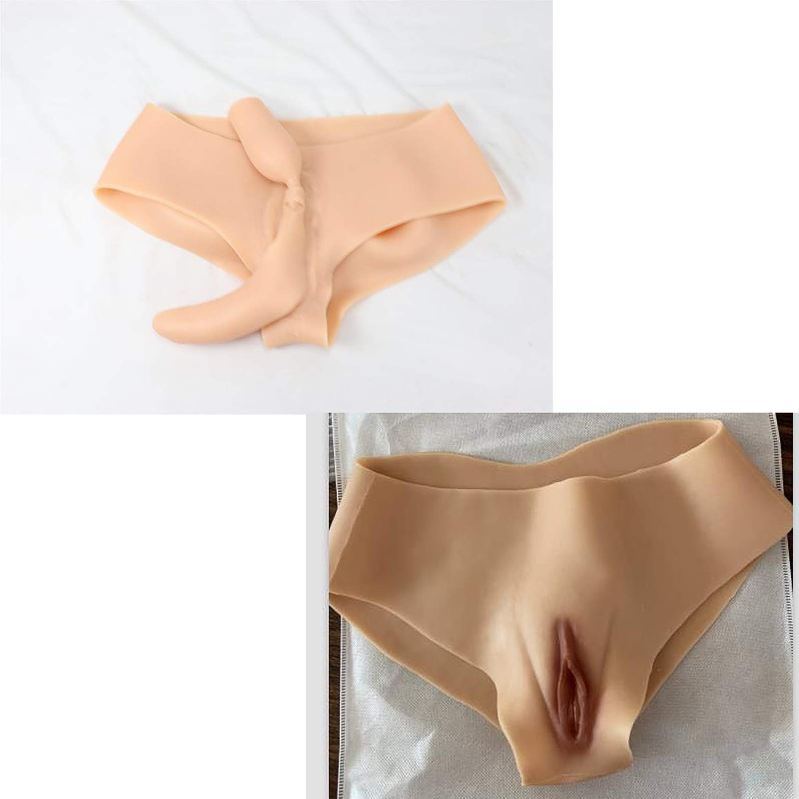 Realistic Silicone Vagina Panties with Plump Buttocks - Crossdresser & Transgender Underwear for Drag Queens (Size M, Style No.2) - Perfect for Cosplay, Roleplay & Gender Expression