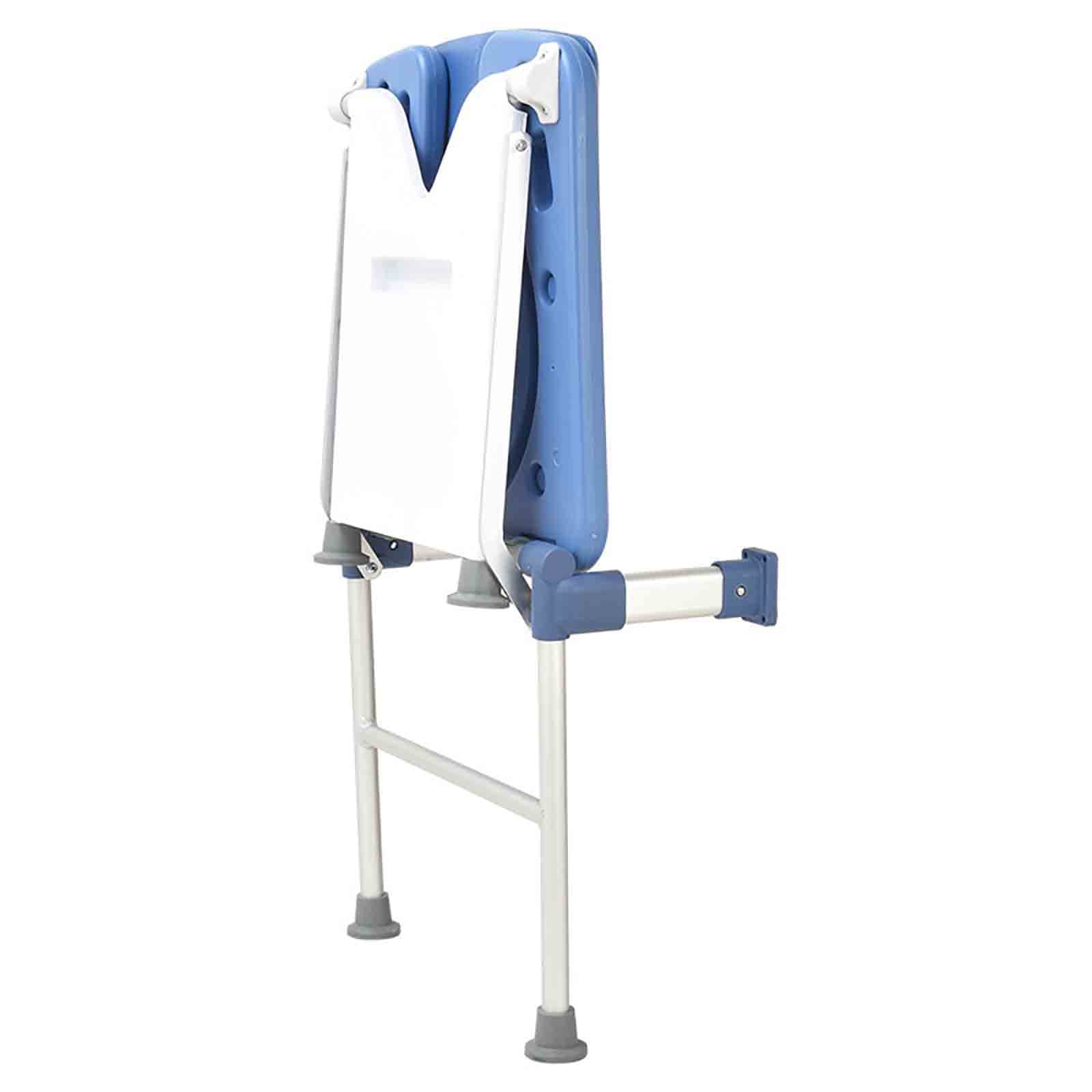 WSYYDS Foldable Wall-Mounted Shower Chair - Lightweight Aluminum Alloy Bath Stool with Non-Slip Feet for Elderly & Disabled - Perfect for Bathroom Safety & Comfort (Blue)