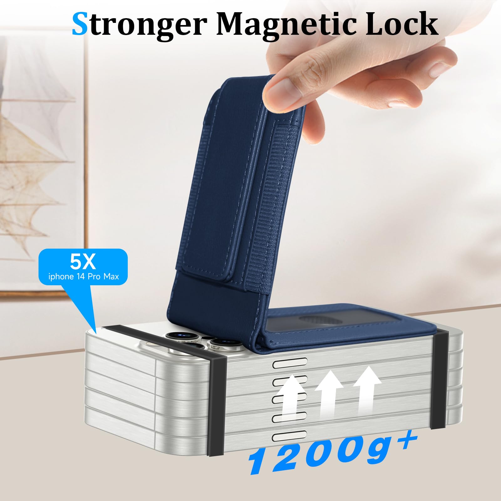 Magnetic Phone Wallet for iPhone 16/15/14/13/12 Pro Max Plus - Detachable MagSafe Wallet with Adjustable Stand & Money Clip | Holds 10+ Cards | Perfect for Travel, Shopping & Everyday Use