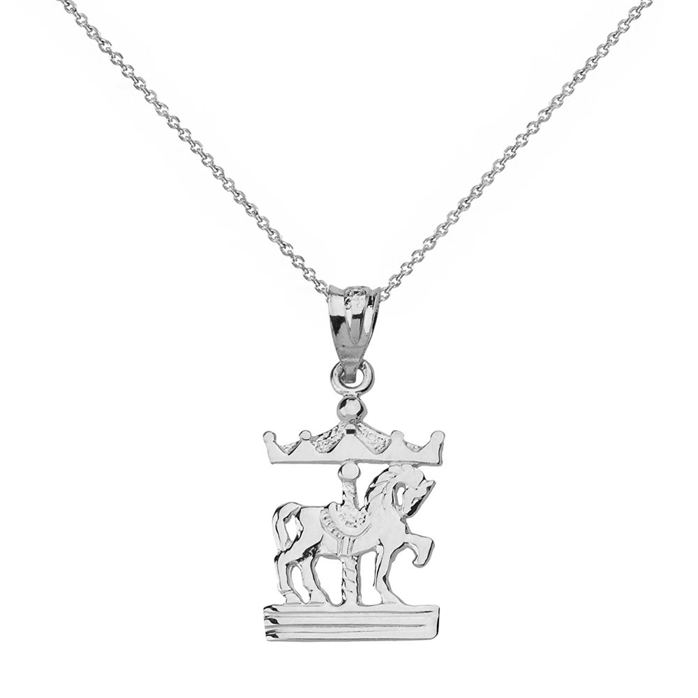 Vintage Carnival Carousel Horse Charm Sterling Silver Pendant Necklace - Perfect for Parties, Gifts & Everyday Elegance