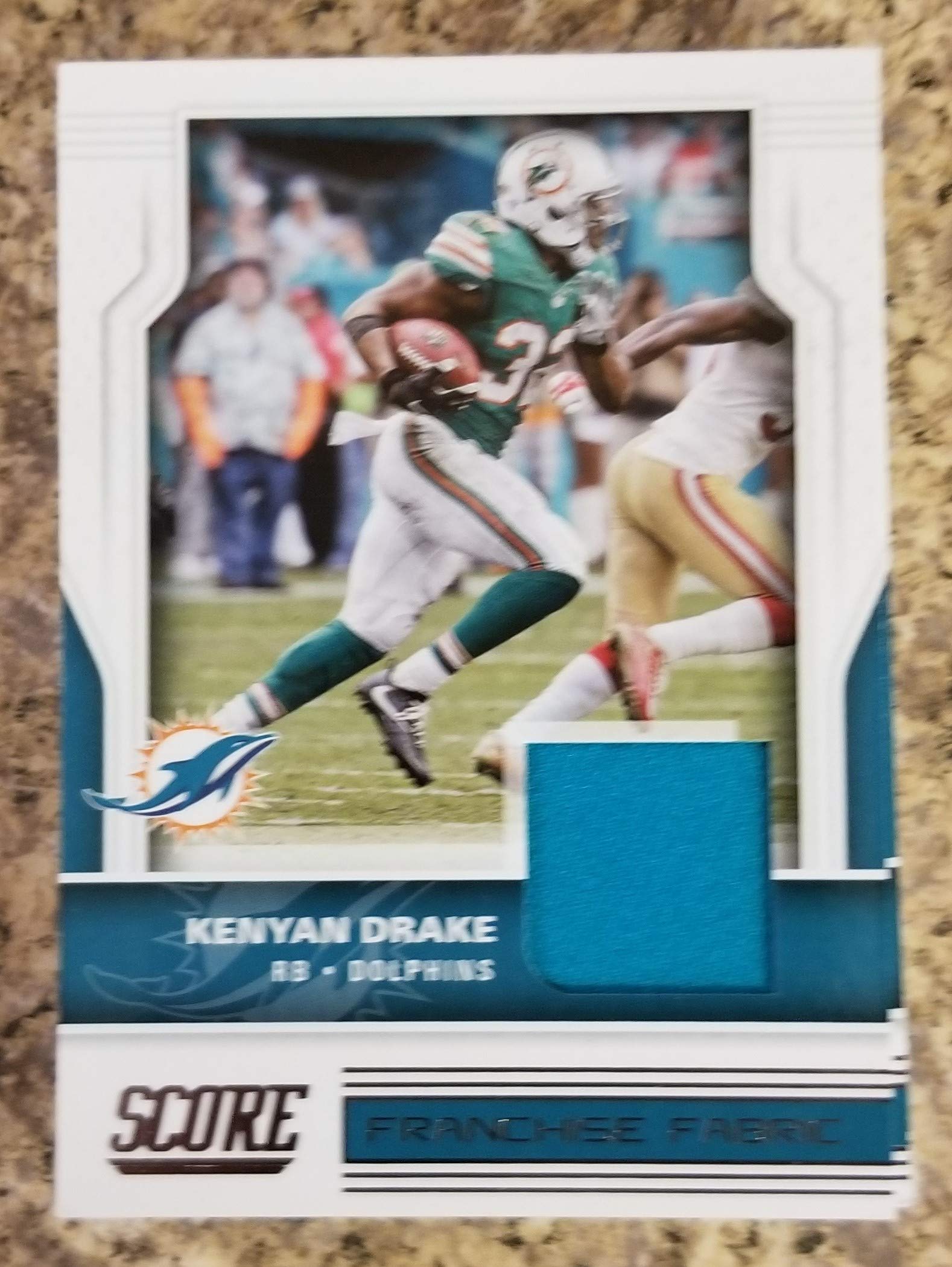 2017 Score Football #6 Kenyan Drake Franchise Fabric Jersey Card - Miami Dolphins Alabama Crimson Tide - Collectible Sports Memorabilia for Fans and Card Collectors