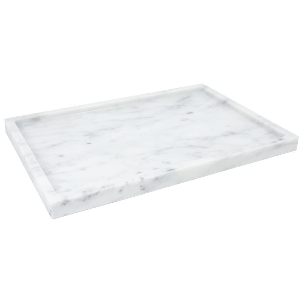 Luxury 100% Natural Marble Serving Tray - Elegant Stone Storage Tray for Bathroom, Kitchen, Vanity & Dresser - Perfect for Holding Tissues, Candles, Towels & Home Decor Accessories - Ideal for Spa, Dining & Gift Giving Scenarios
