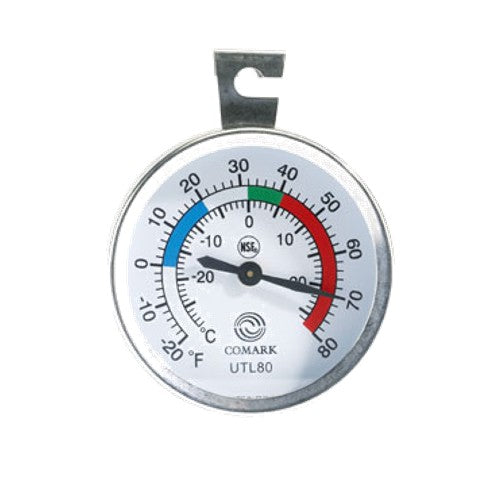 Comark UTL80 Dial Thermometer for Refrigerator & Freezer - Accurate Temperature Monitoring for Food Storage, Home Kitchen, and Commercial Use