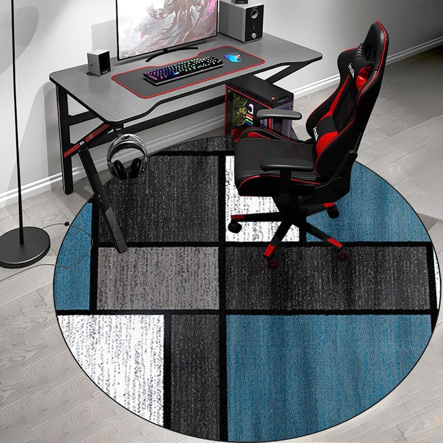 Premium Non-Slip Round Drum Rug Office Chair Mat - 120cm Heavy Duty Floor Protector for Gaming Chairs, Armchairs & Laminated Floors | Perfect for Home Office, Workspace & Gaming Setup