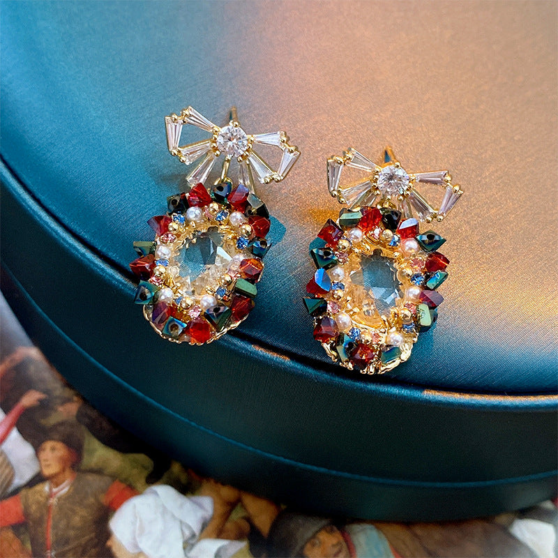 Boho Colorful Pearl Bow Drop Earrings for Women - Handmade Dangle Jewelry | HE11153 | Perfect for Weddings, Parties & Everyday Fashion Accessories