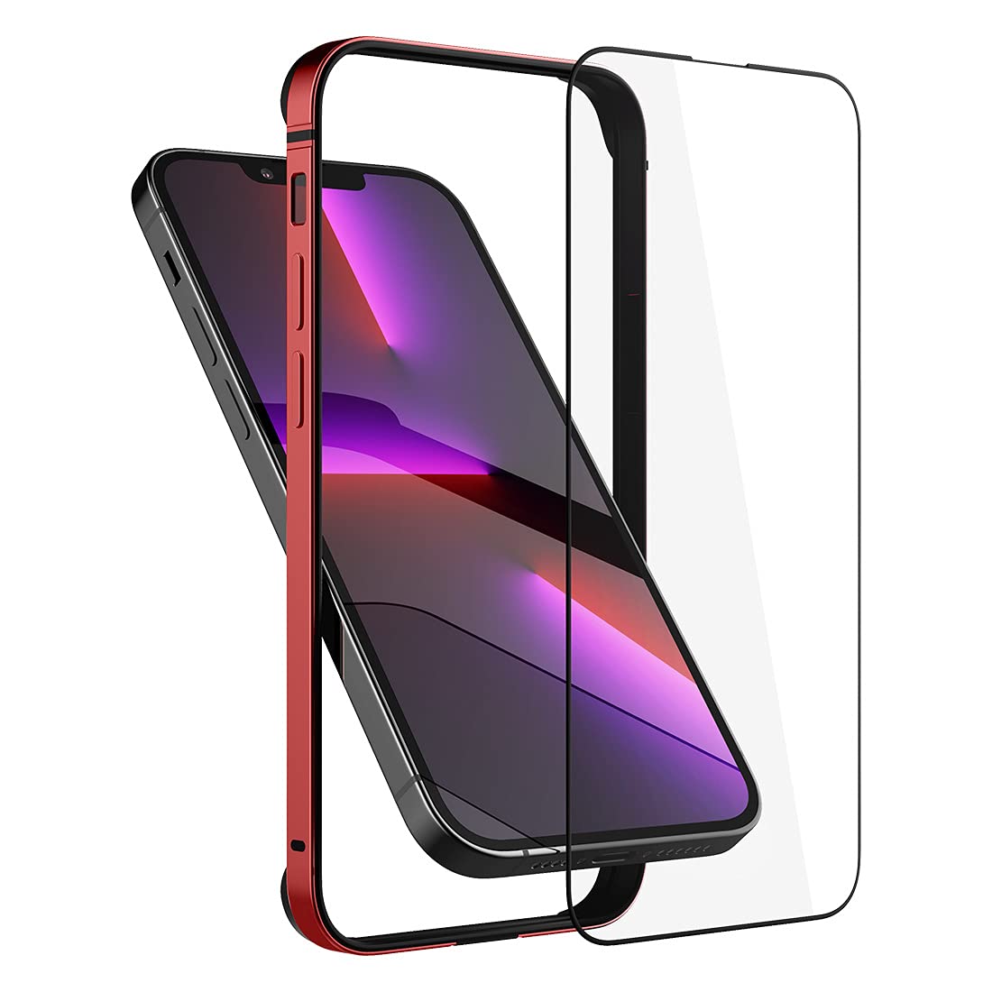 Slim Thin Phone Case for iPhone 13 Mini 5.4 Inch - Metal Bumper with Soft TPU Inner Shell | No Signal Interference | Wireless Charging Compatible | Shockproof Protective Cover | Perfect for Daily Use, Work & Travel (Red)