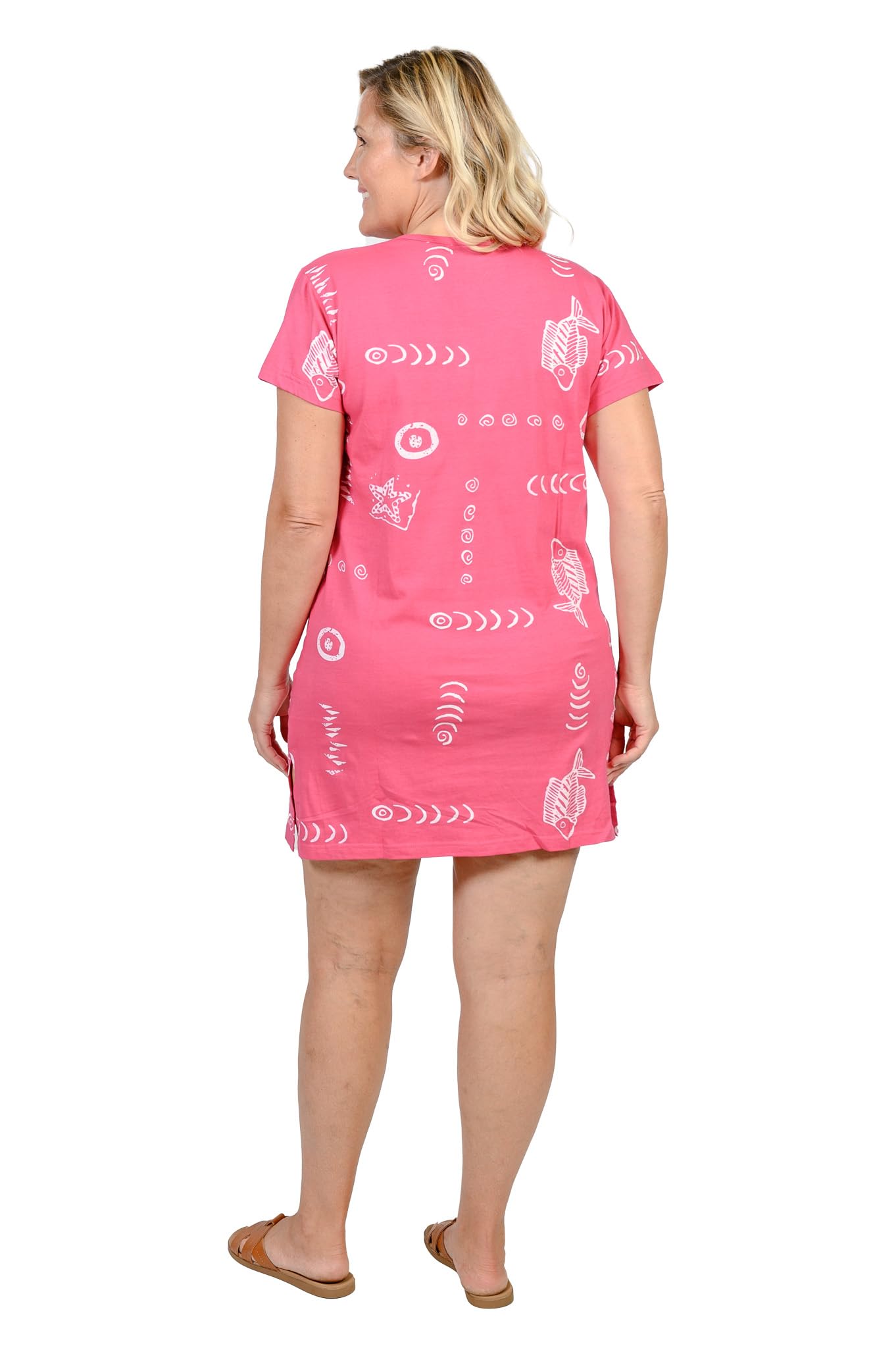 INGEAR Women's Summer Beach Dress - Short Sleeve Cotton Shift Dress for Vacation, Swim Cover Up, Casual Outfit for Pool, Travel & Outdoor Activities