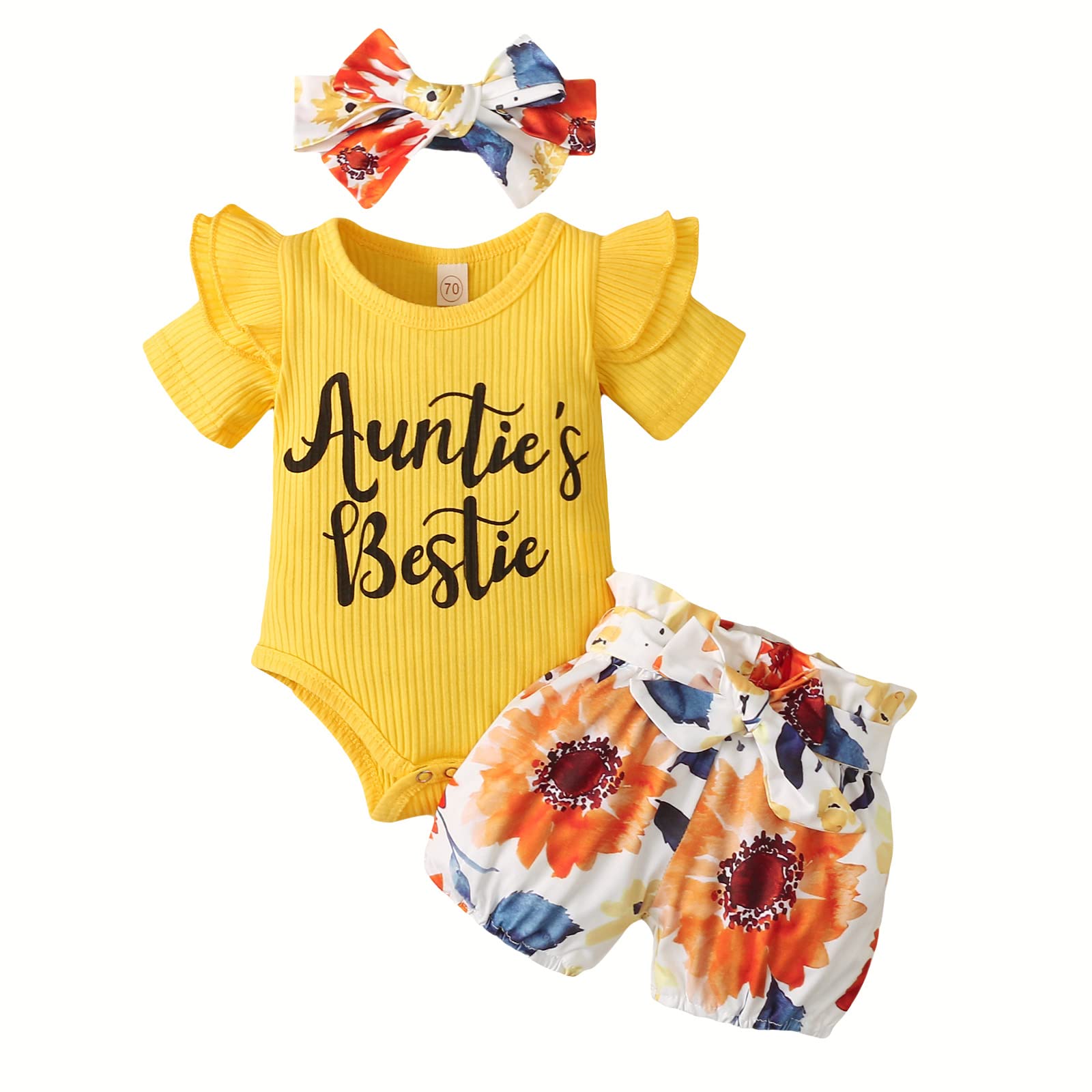 Baby Girl Outfits - Newborn Ribbed Romper & Floral Shorts Set | Cute Sleeve Outfits for Infant Girls | Perfect for Playdates, Photo Shoots & Daily Wear