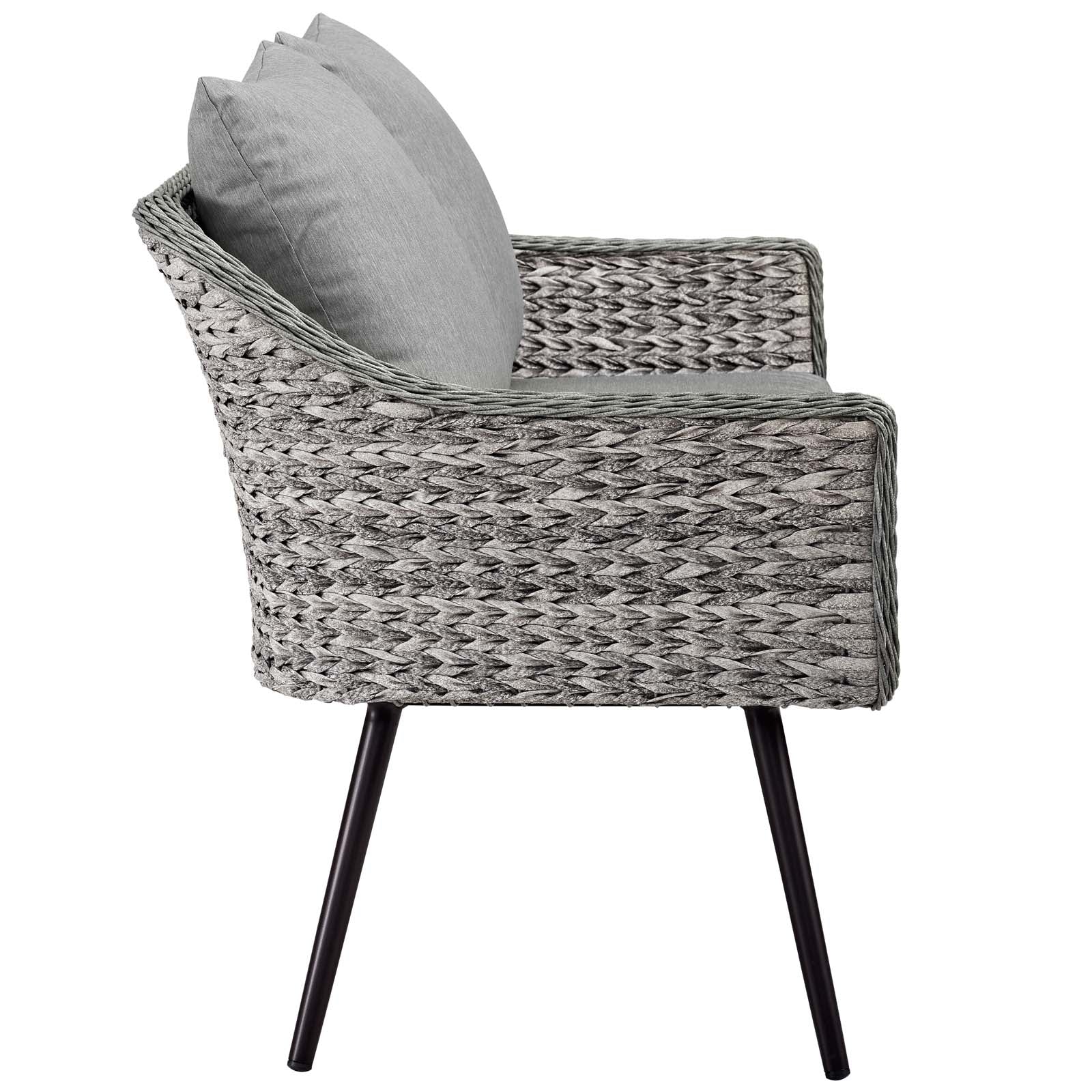 Endeavor 4-Piece Outdoor Patio Furniture Set - Wicker Rattan Loveseat, Armchairs & Coffee Table - Perfect for Garden, Backyard or Poolside Relaxation