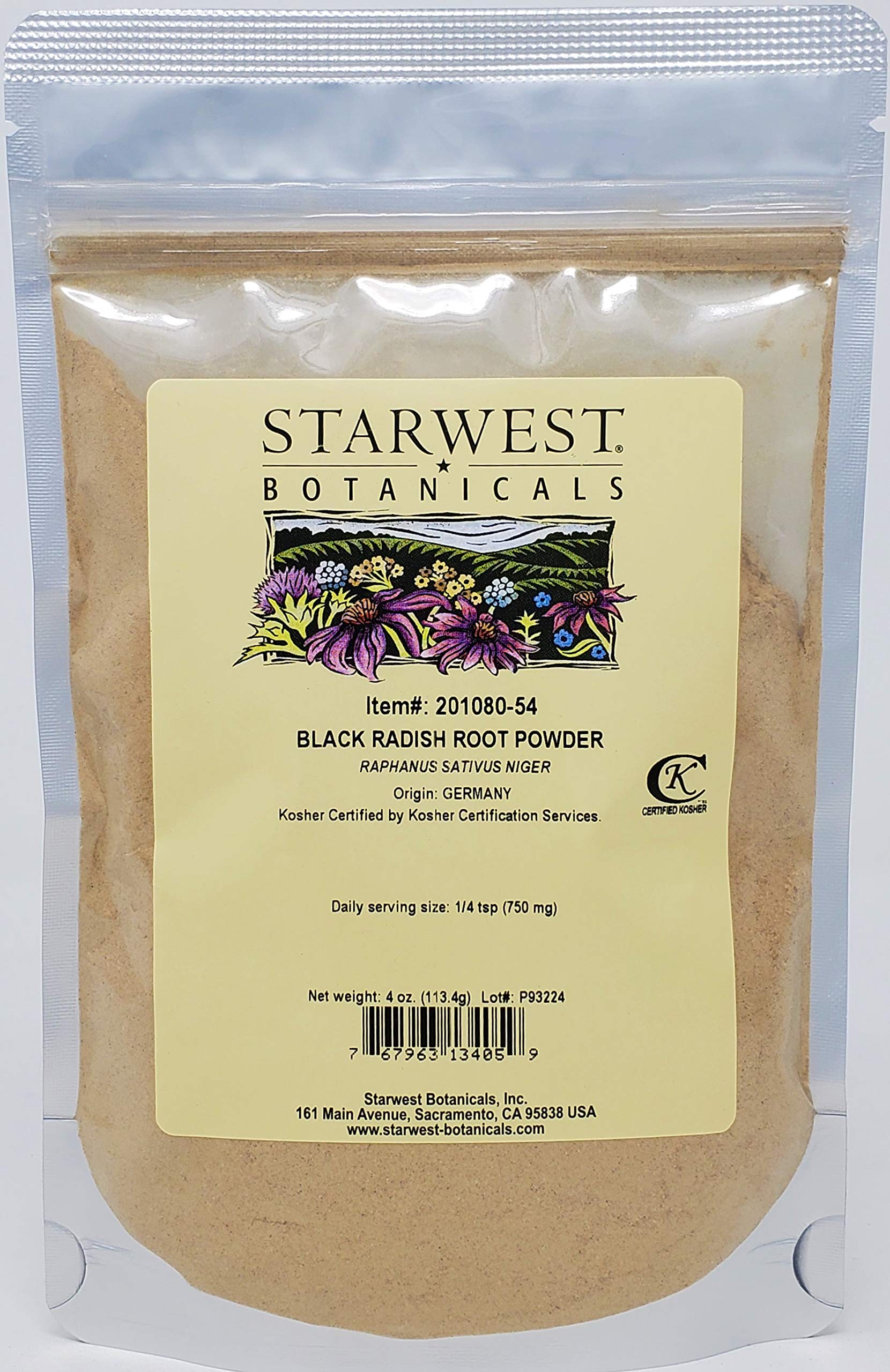 Starwest Botanicals Organic Black Radish Root Powder - 4 oz (113g) | Detox & Digestive Support | Perfect for Smoothies, Teas & Herbal Remedies