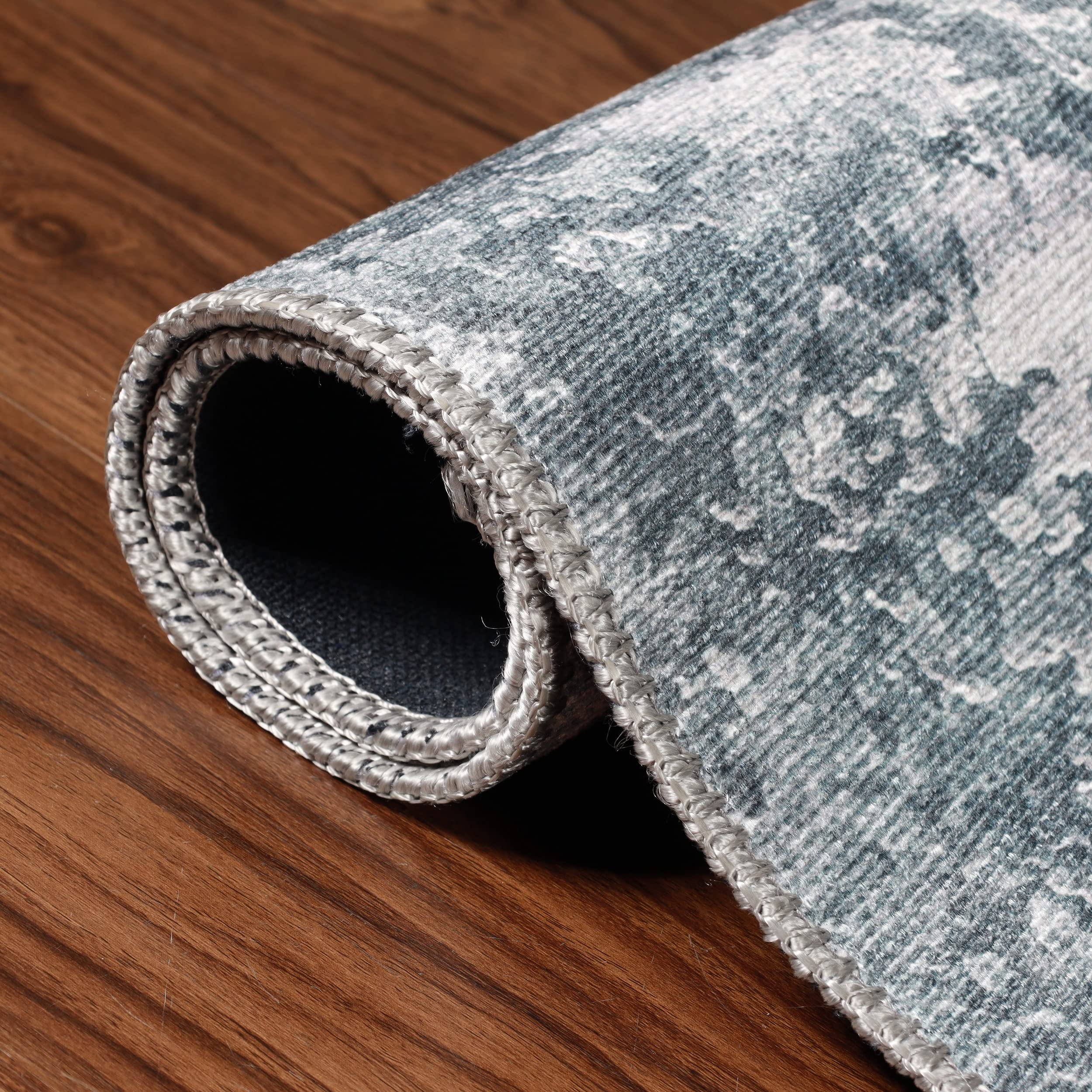 Modern Abstract Area Rug - Soft Cotton Backed Indoor Carpet for Living Room, Bedroom, Office - 7'6