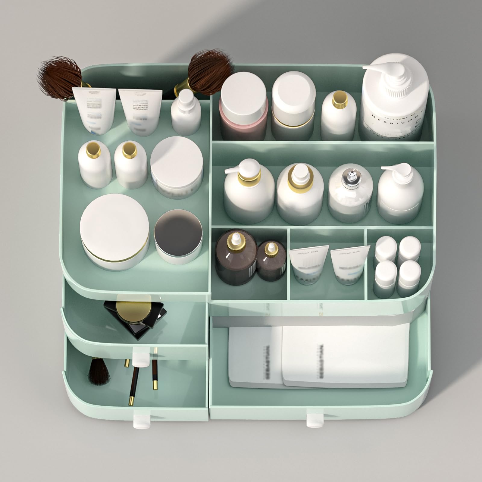 MIUOPUR Large Capacity Makeup Organizer with Drawers - Cosmetic Storage for Lipsticks, Jewelry, Nail Care & Skincare | Vanity & Desk Organizer | Perfect for Bedroom, Bathroom Countertops & Dressing Tables (Green)