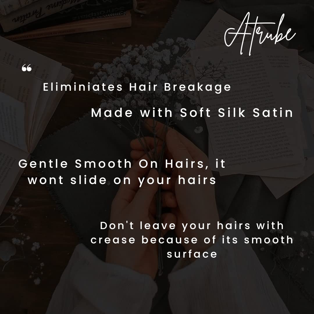 Atrube's Reversible Silk Satin Sleep Bonnet with Adjustable Tie Band - Waterproof Shower Cap & Scrunchies Set for Curly, Natural Hair Care - Perfect for Nighttime, Travel & Salon Use (Brown Combo)