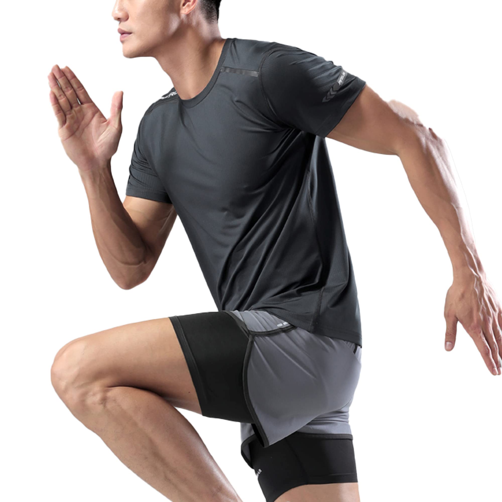 Men's Summer Slim Fit Moisture-Wicking Active Athletic Short Sleeve Crew T-Shirt - Lightweight Quick-Dry Workout Tee for Running, Gym & Outdoor Sports
