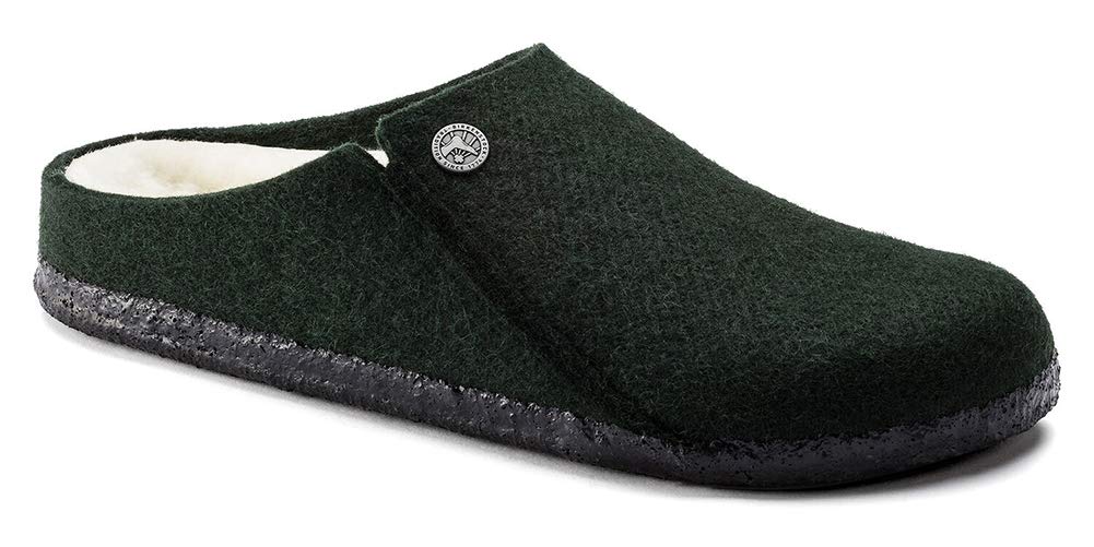 Birkenstock Women's Zermatt Wool Felt Shearling Slippers - Cozy Winter House Shoes for Women, Forest Green, Size 37 EU (US 6.5-7) | Perfect for Indoor Comfort, Lounge Wear & Cold Weather Warmth