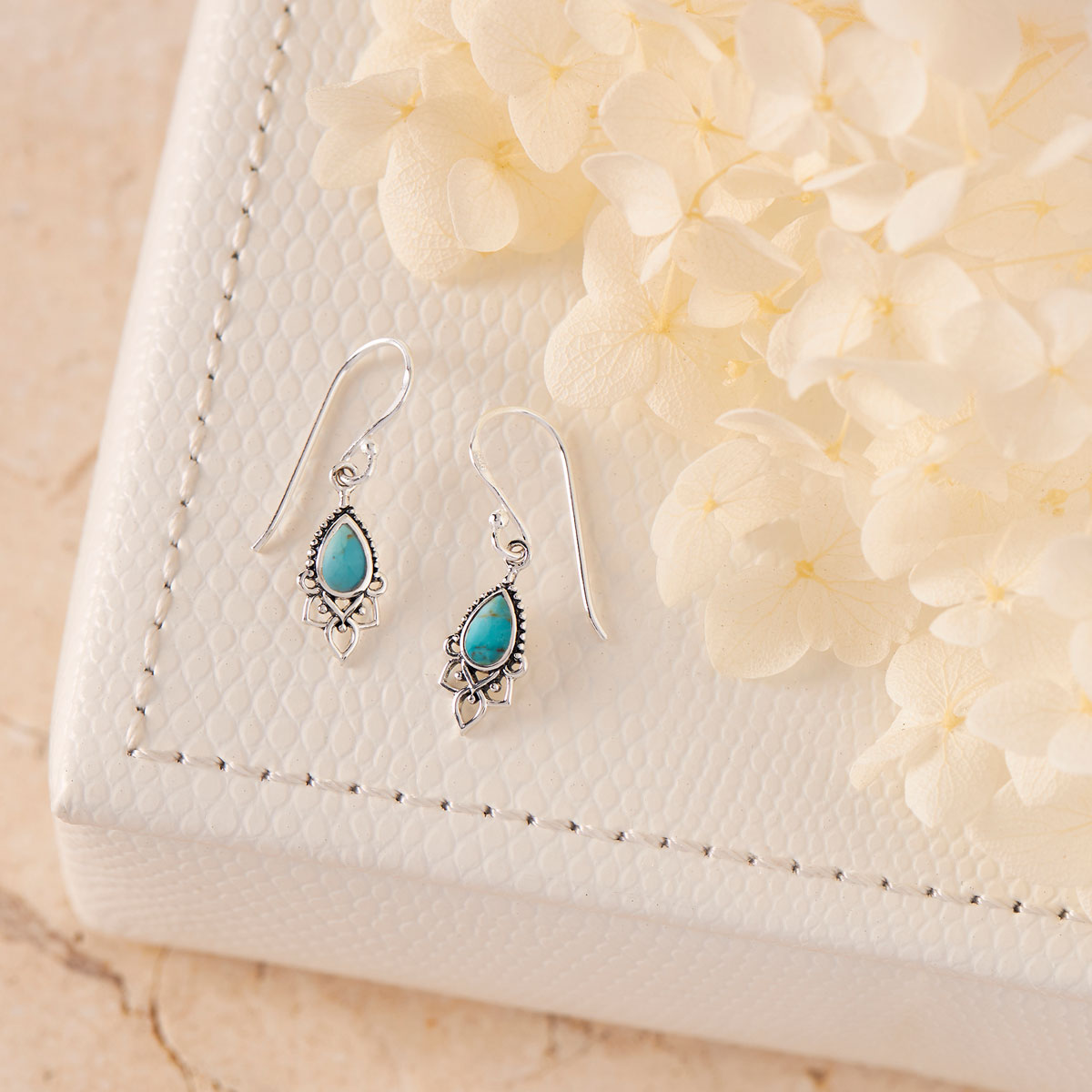 Templar Turquoise Drop Earrings for Women - Handmade Bohemian Dangle Jewelry - Perfect for Weddings, Parties & Boho Fashion