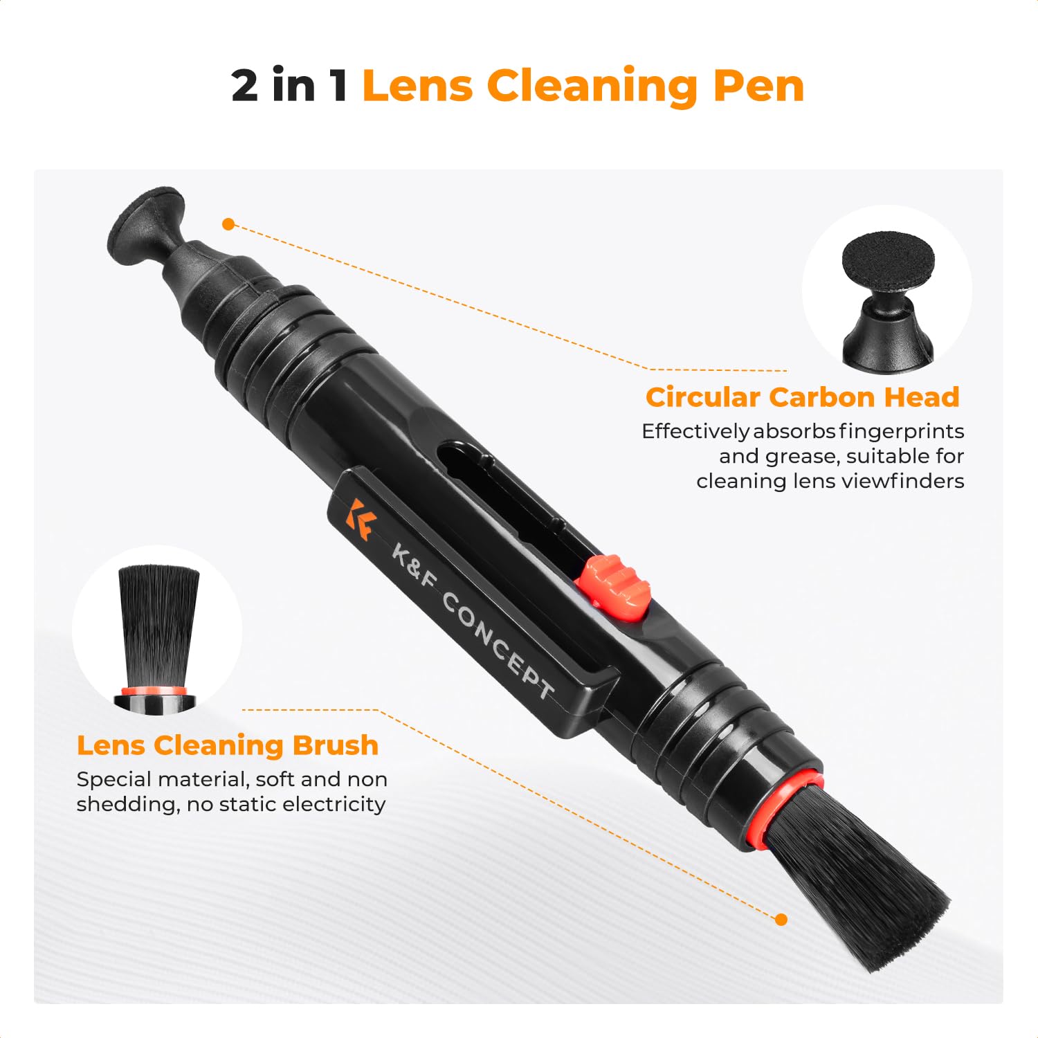 **K&F Concept 4-in-1 Camera Cleaning Kit – Lens Brush Pen, Rocket Air Blower, Microfiber Cloth & Lens Cleaner for DSLR Cameras (Canon, Nikon, Pentax, Sony) – Perfect for Travel, Outdoor & Studio Photography**
