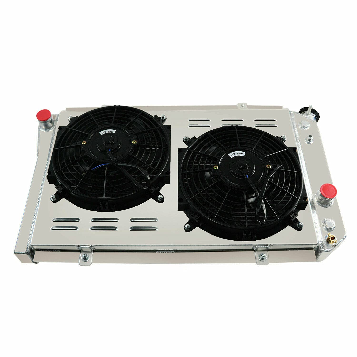 ECMRAD Aluminum Radiator Shroud Fans Combo for 1984-2002 Chevy S10 V8 Swap & 1984-1990 Corvette 5.7L V8 | High-Performance Cooling System | Perfect for Engine Upgrades & Hot Weather Driving