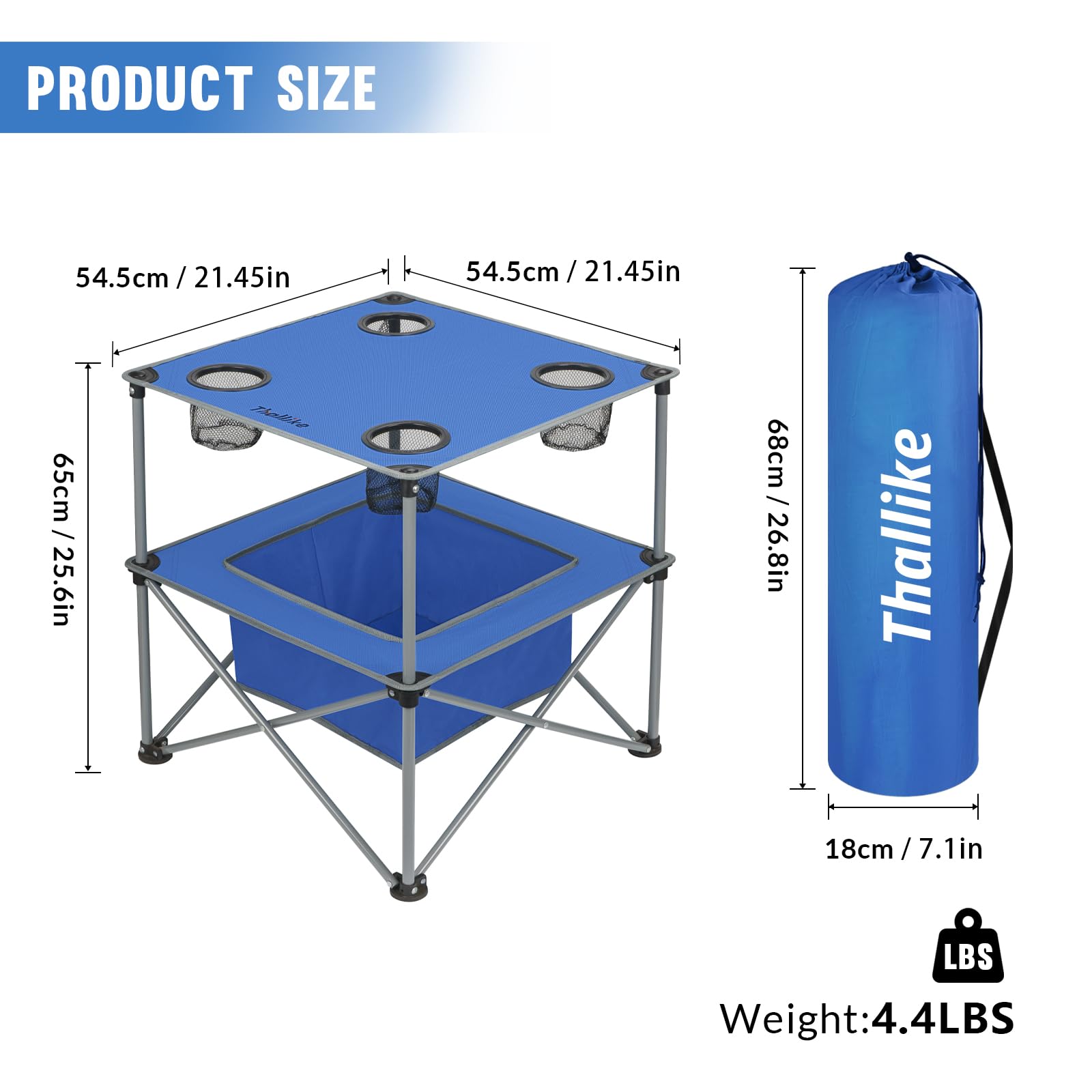 Portable Folding Camping Table - Lightweight Outdoor Picnic Table with 4 Cup Holders & Storage Bag - Collapsible Tailgating Table for Camping, Backyard BBQ, Beach, Park & Outdoor Concerts - Perfect for Picnics, Grilling & Tailgate Parties