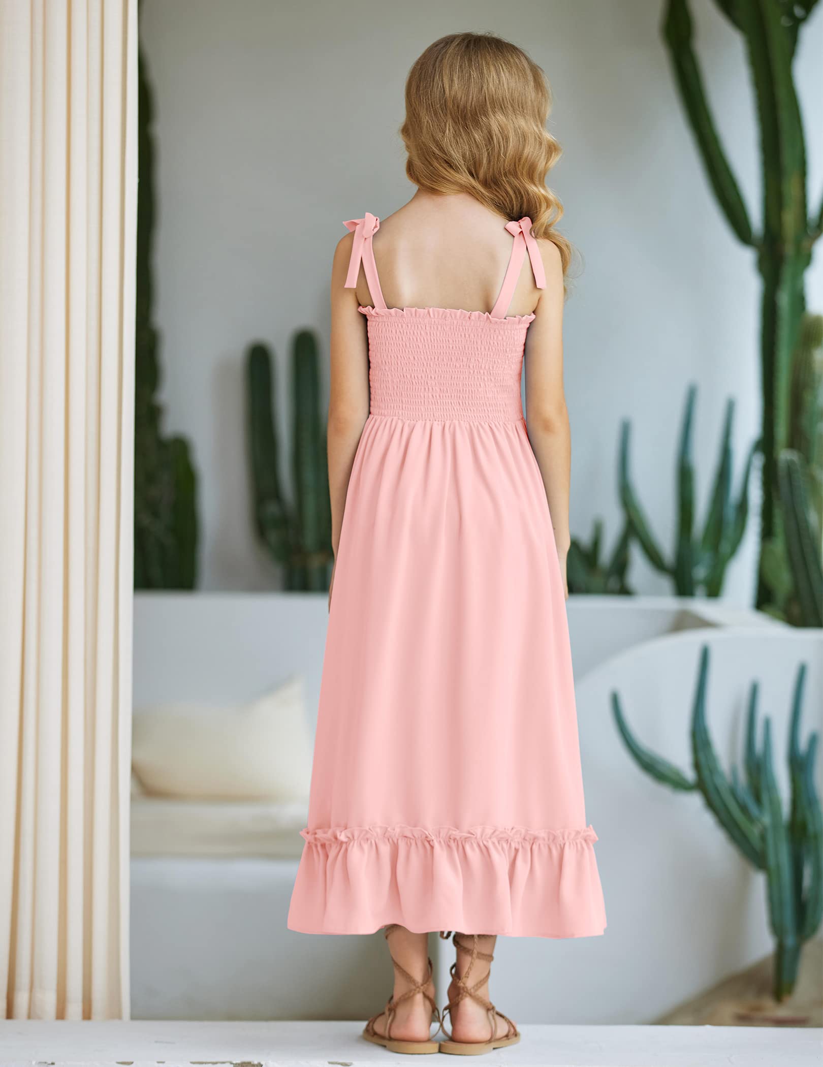 Arshiner Girls Summer Dress - Boho Beach Casual Smocked Maxi Dresses for Kids Age 6-13 Years | Perfect for Vacation, Beach Outings & Summer Playdates