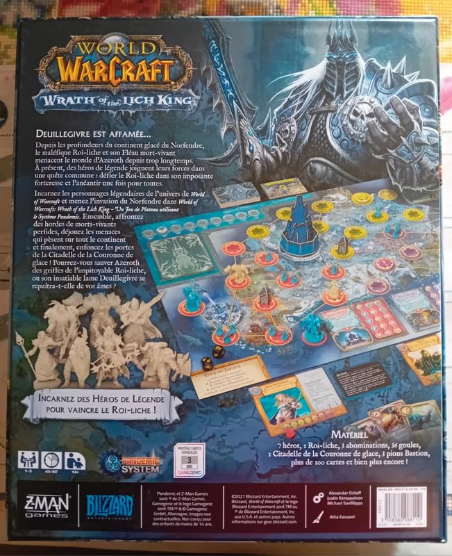 Z-Man Games Pandemic: Wrath of The Lich King - Cooperative Board Game for 1-5 Players, Ages 14+, 60 Min Playtime - Perfect for Game Nights, Fantasy RPG Fans & WoW Lovers (ZMGWLK01FR)