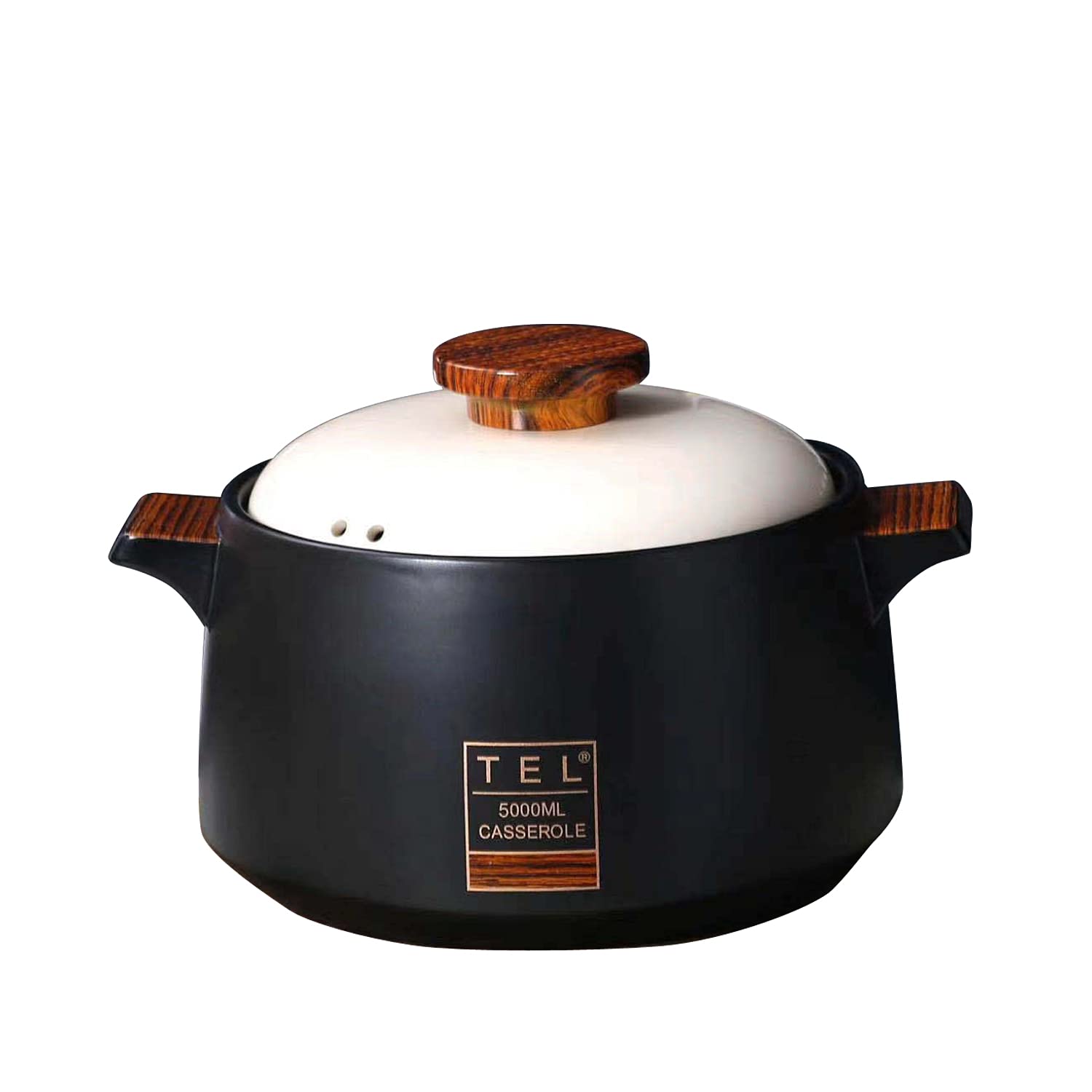5.3-Quart Ceramic Casserole Pot with Bakelite Handle - Nonstick, Heat Resistant Clay Cookware for Soup & Stew | Perfect for Stovetop, Oven & Serving | Includes White Lid