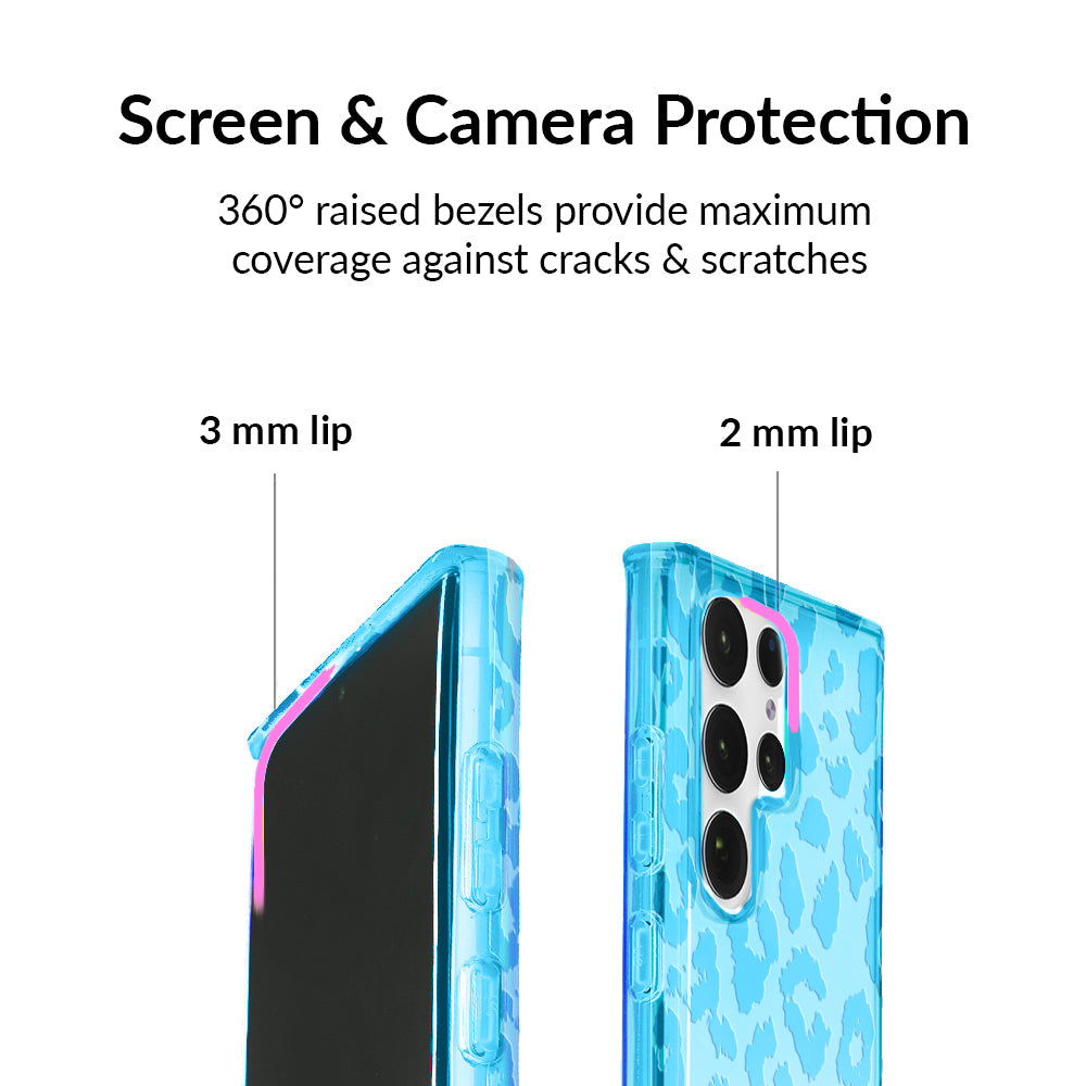 Aqua Blue Leopard Print Samsung Phone Case - Protective Cover for Samsung Galaxy [Model] - Stylish & Durable Design for Everyday Use