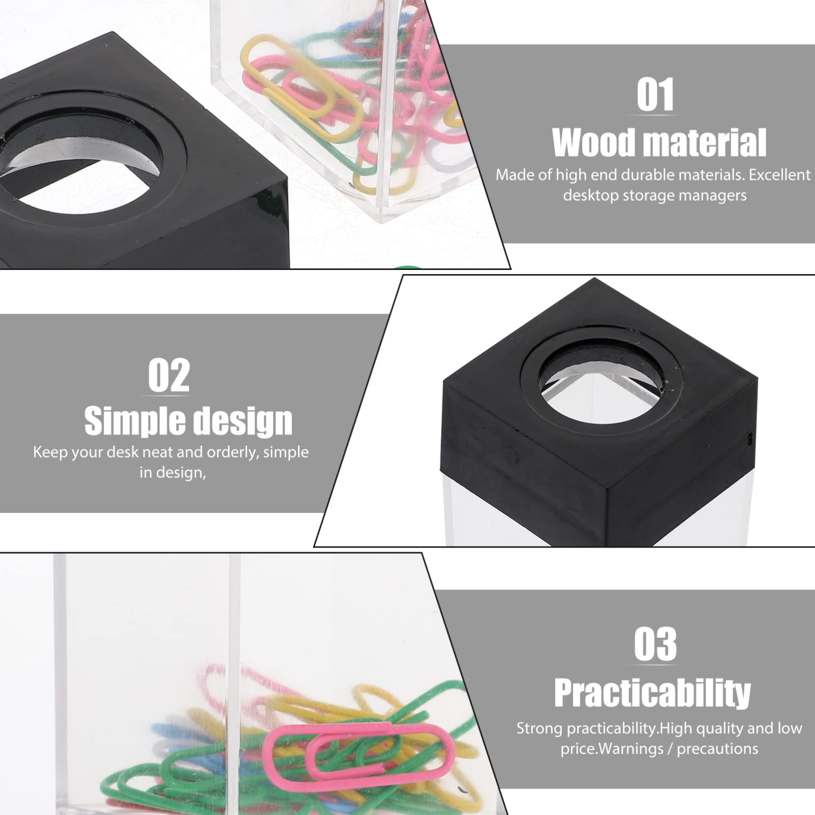 2-Pack Magnetic Paper Clip Holder & Binder Clip Organizer - Black Desk Organizer for Office Supplies | Perfect for Home Office, School & Workspace Organization