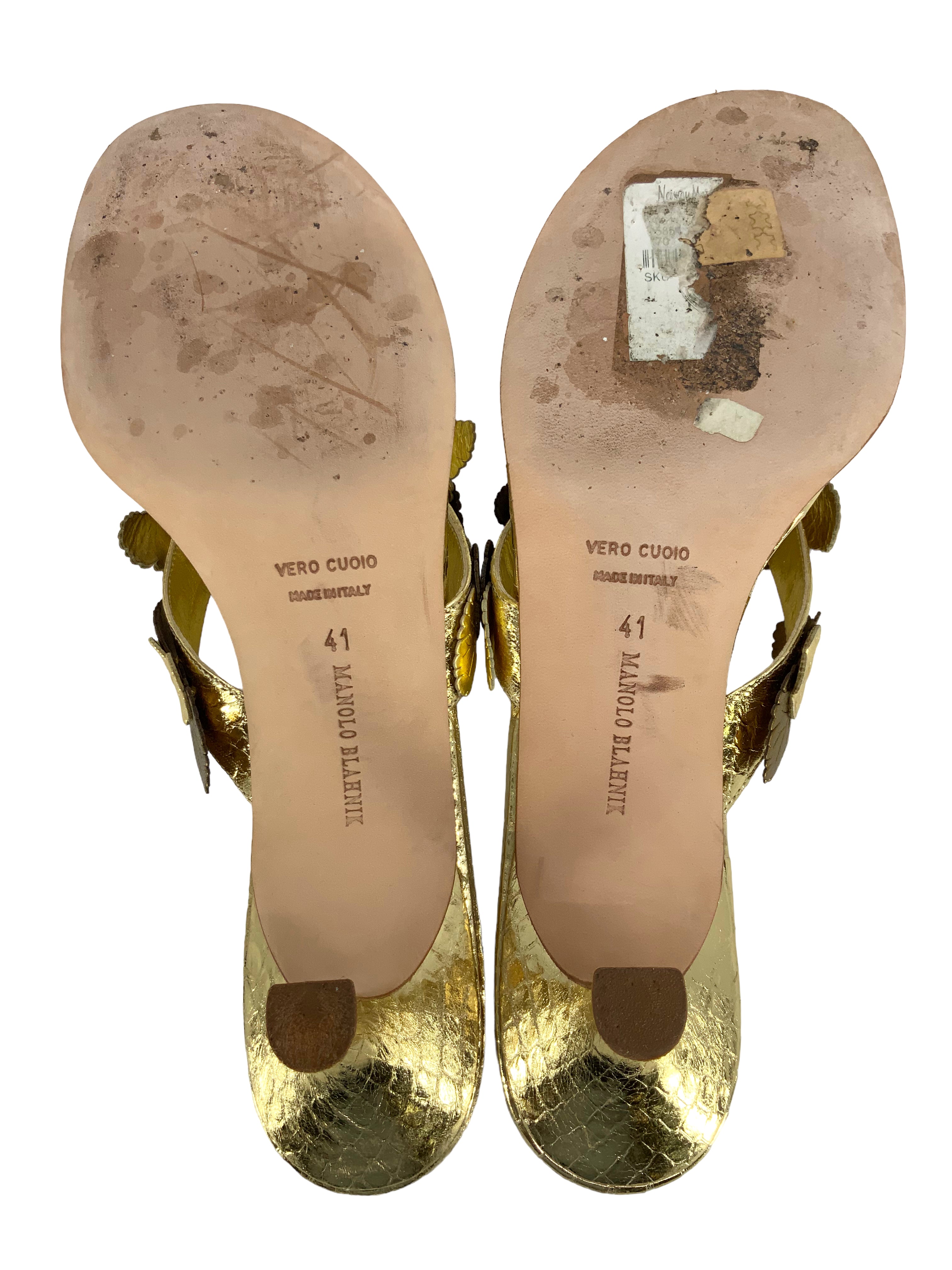 MANOLO BLAHNIK Flower Applique Thong Sandals for Women Size 11 | Elegant Summer Beach Wedding Party Flip Flops