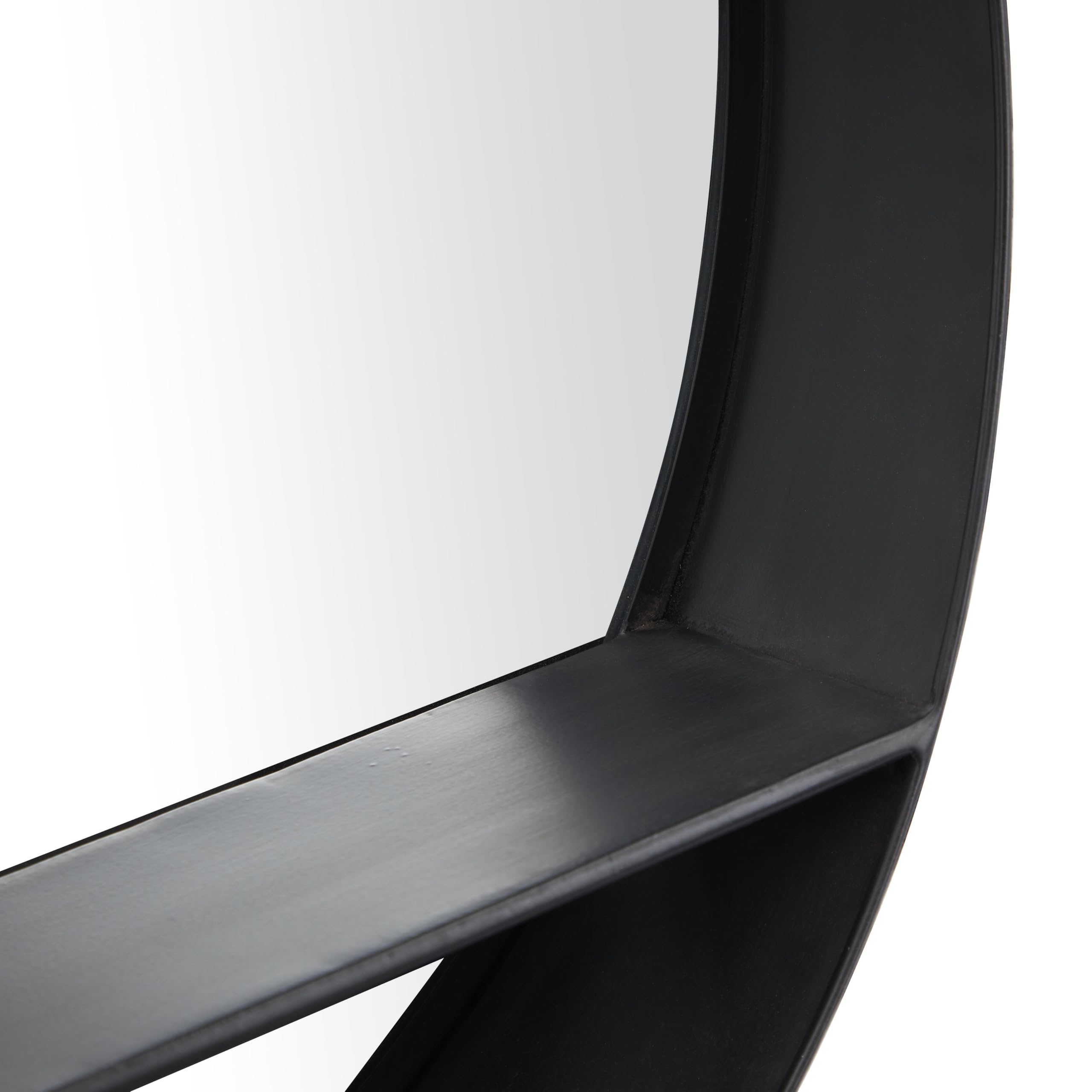 Deco 79 Black Metal Wall Mirror with Shelf - 24