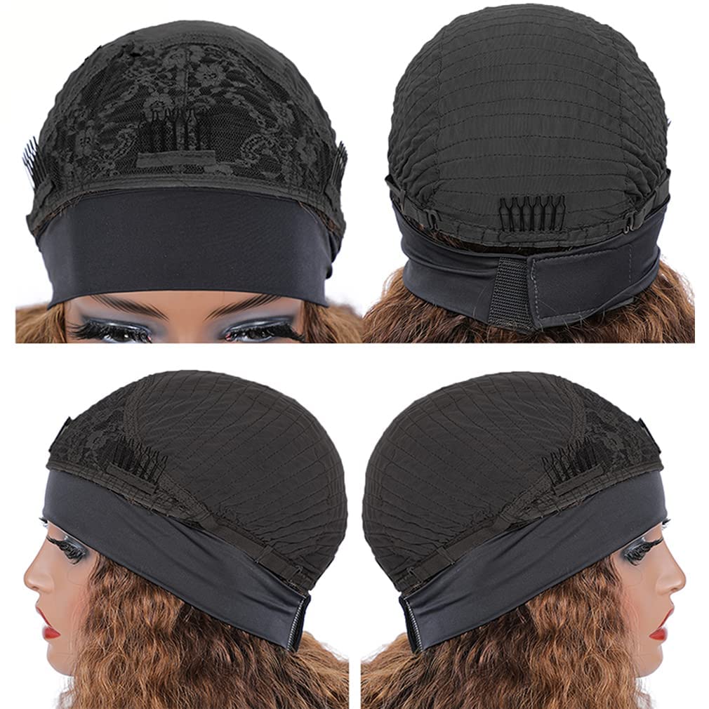 WENYAN Ombre Headband Wig - 26 Inch Deep Wave Human Hair Wig for Black Women | #4/27 Highlight Curly Glueless Lace-Free Brazilian Virgin Hair | 150% Density Machine Made | Perfect for Daily Wear, Parties & Protective Styling