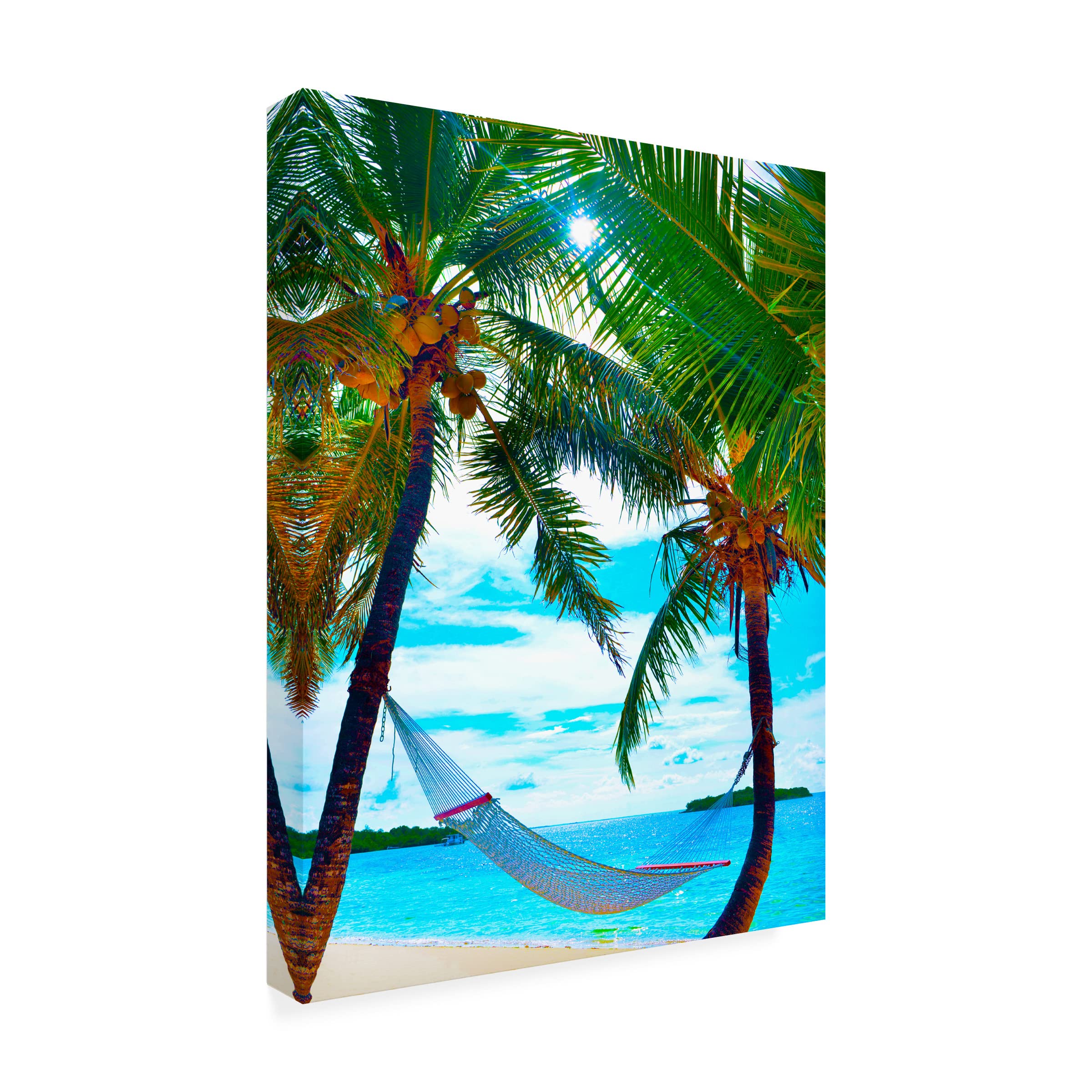 Jack Reed 'Coconut Sun' Canvas Wall Art Print - Tropical Beach Sunset Painting for Living Room, Bedroom & Office Decor