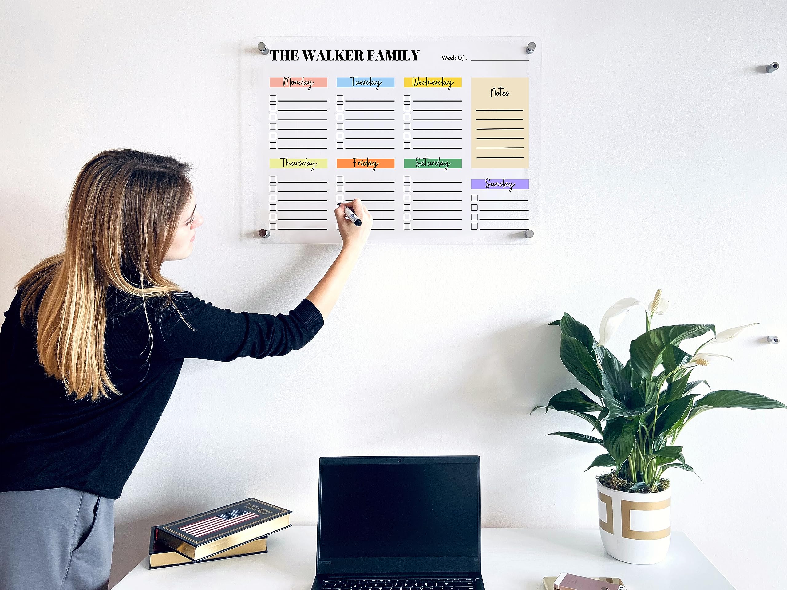 Personalized Acrylic Family Planner Wall Calendar 2025 - Dry Erase Monthly & Weekly Transparent Calendar for Home, Office & School Organization