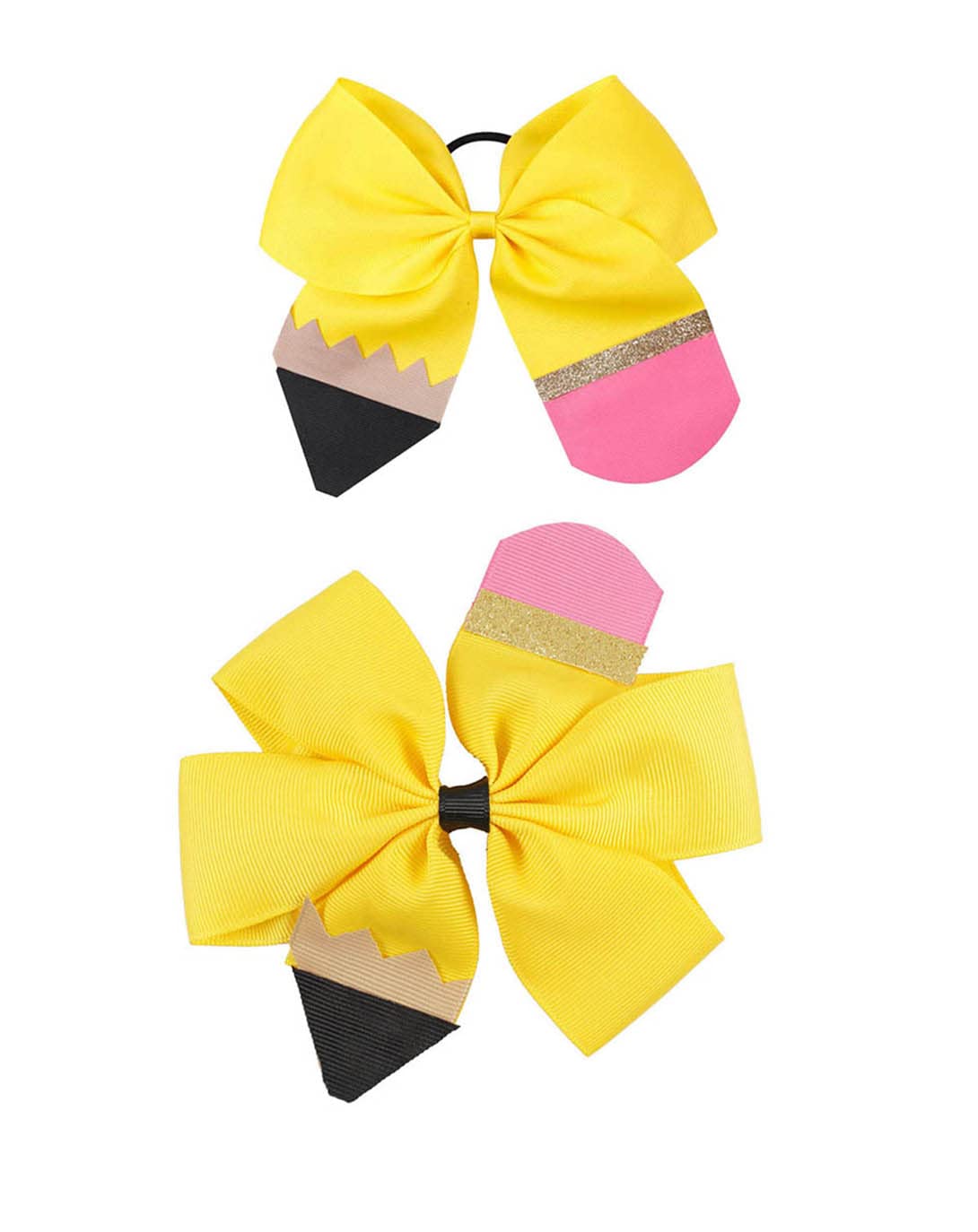 Yellow School Bow Pencil Hair Clips - Cute Hairpins for Girls, Women (Set A) | Perfect for School, Parties, and Everyday Hair Styling