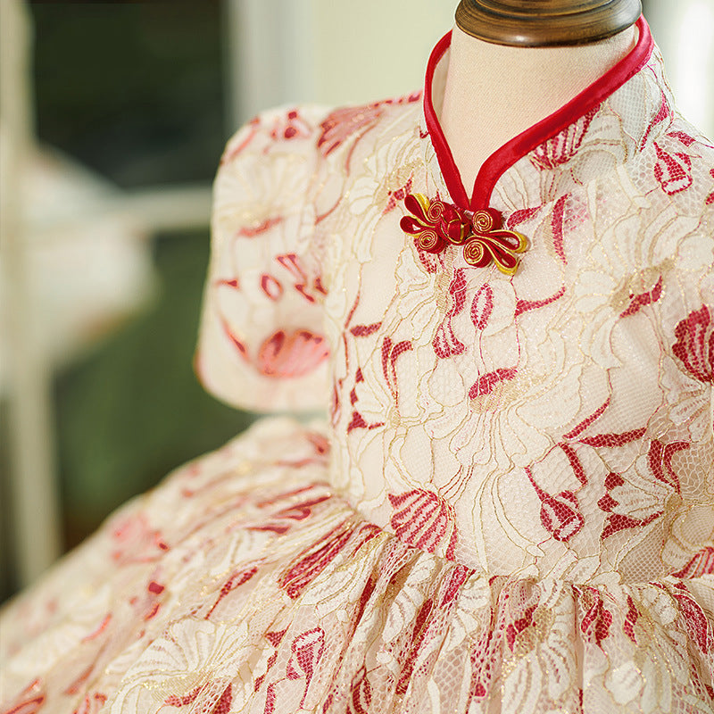 Adorable Floral Disc Button Baby Girl Birthday Dress - Toddler Party Gown for Special Occasions & Evening Events