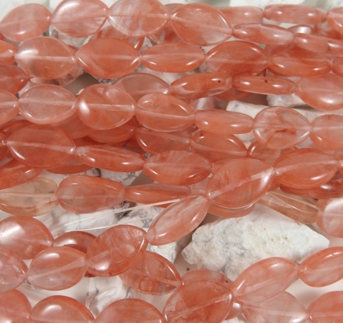 Natural Cherry Quartz Oval Beads Strand - 15 Inch Gemstone Beading Supplies for Jewelry Making, DIY Crafts & Healing Crystal Bracelets | Perfect for Spiritual Gifts, Meditation & Energy Work
