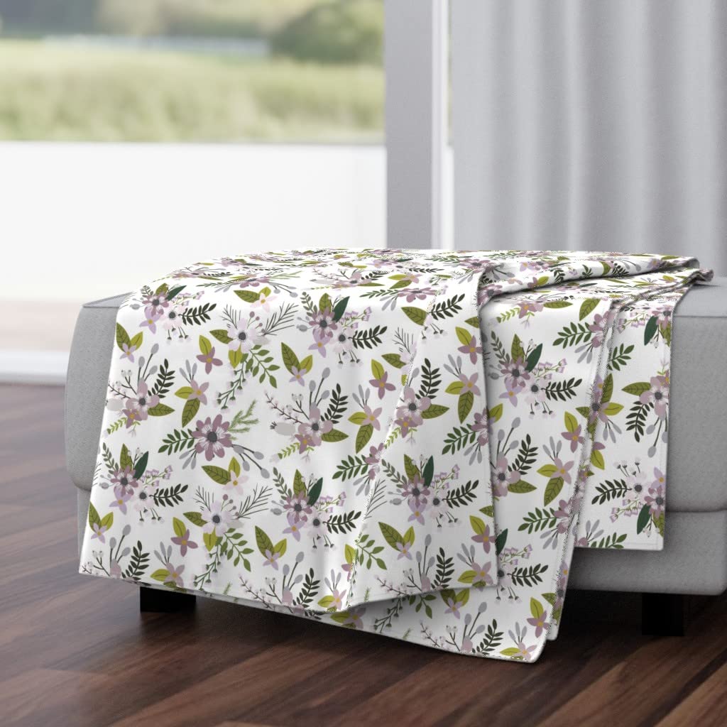 Soft Plush Minky Throw Blanket 50x70 Inches - Lavender Floral Print Cozy Blanket for Bed, Couch & Nursery | Ultra Soft & Warm Home Decor Gift