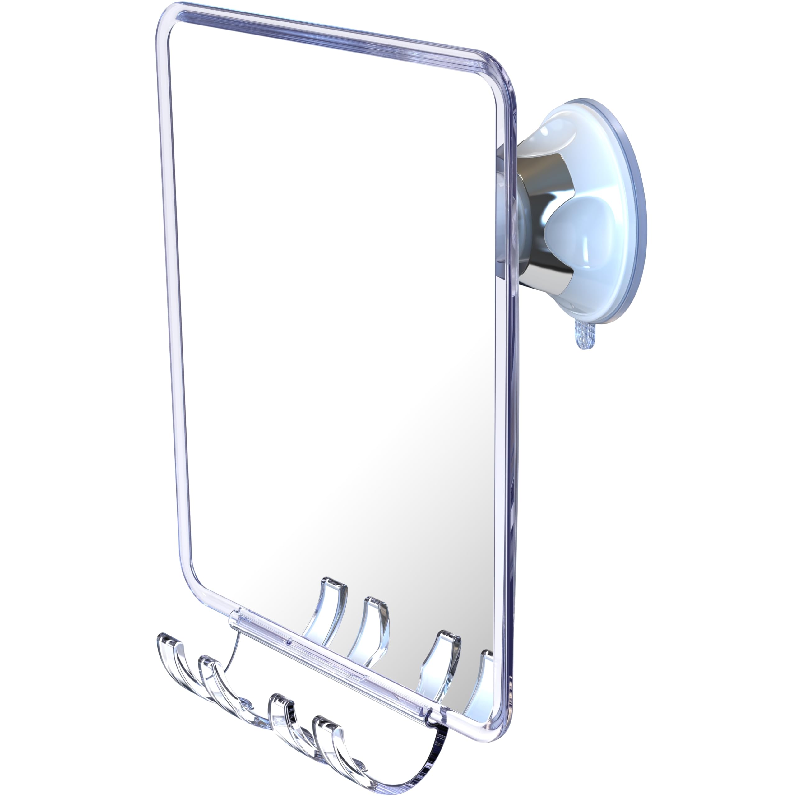 Fogless Shower Mirror for Shaving with Removable Razor Holder & Strong Suction Cup - Shatterproof Anti-Fog Bathroom Mirror - Perfect for Shaving, Grooming & Skincare in Shower (Clear)