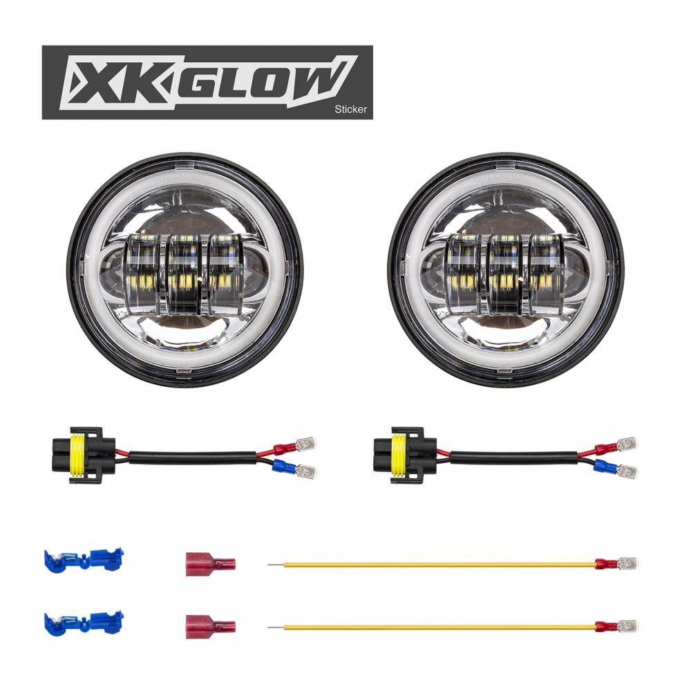 Harley Davidson LED Fog Lights with Amber Halo Turn Signal - Chrome Motorcycle Driving Lights for Touring Bikes (Ultra Classic, Road King, Street Glide, Road Glide, Trike) - Enhance Visibility & Safety for Night Riding & Bad Weather Conditions