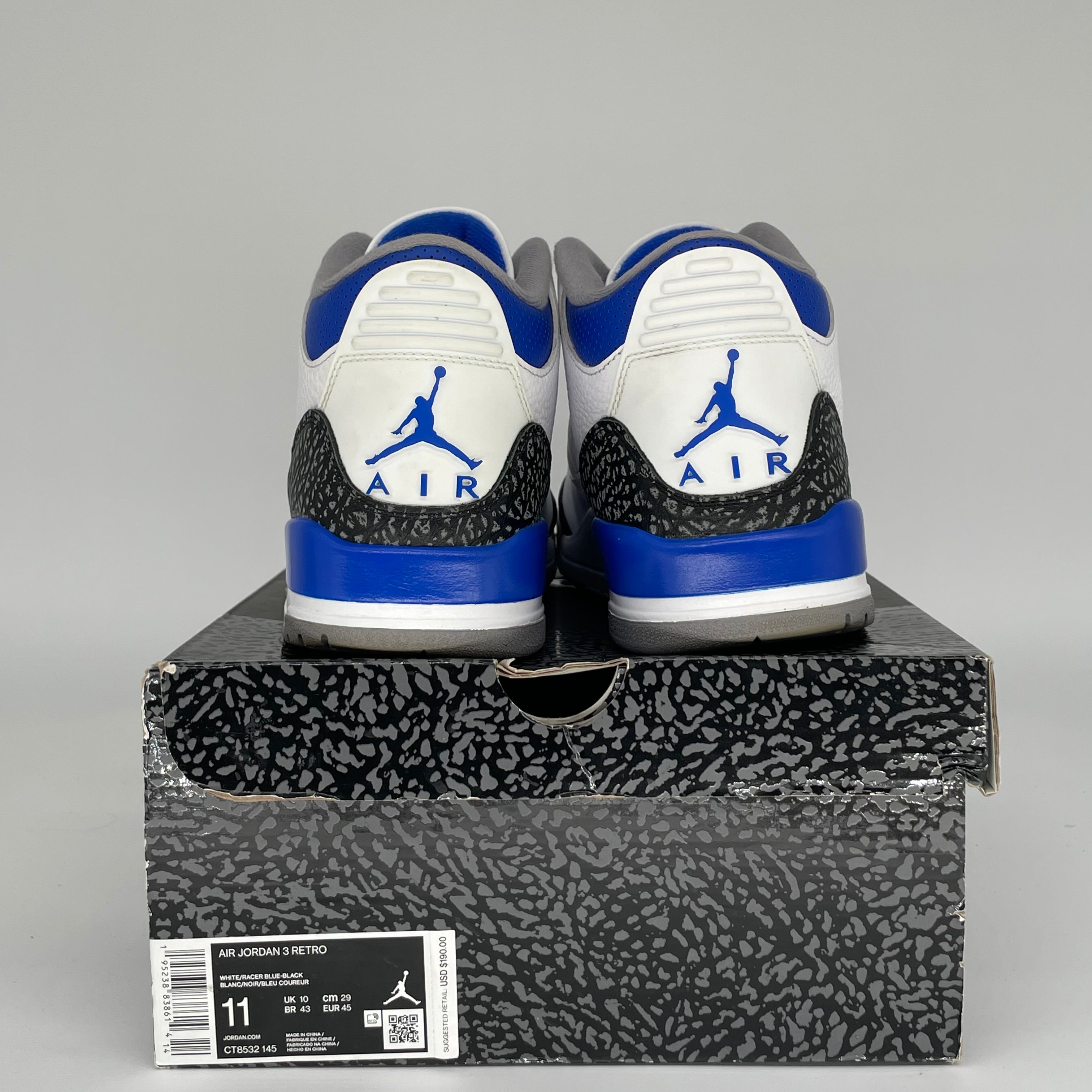 Air Jordan 3 Racer Blue Men's Basketball Shoes - Size 11 (CT8532-145) - Retro Sneakers for Running, Training & Streetwear Fashion