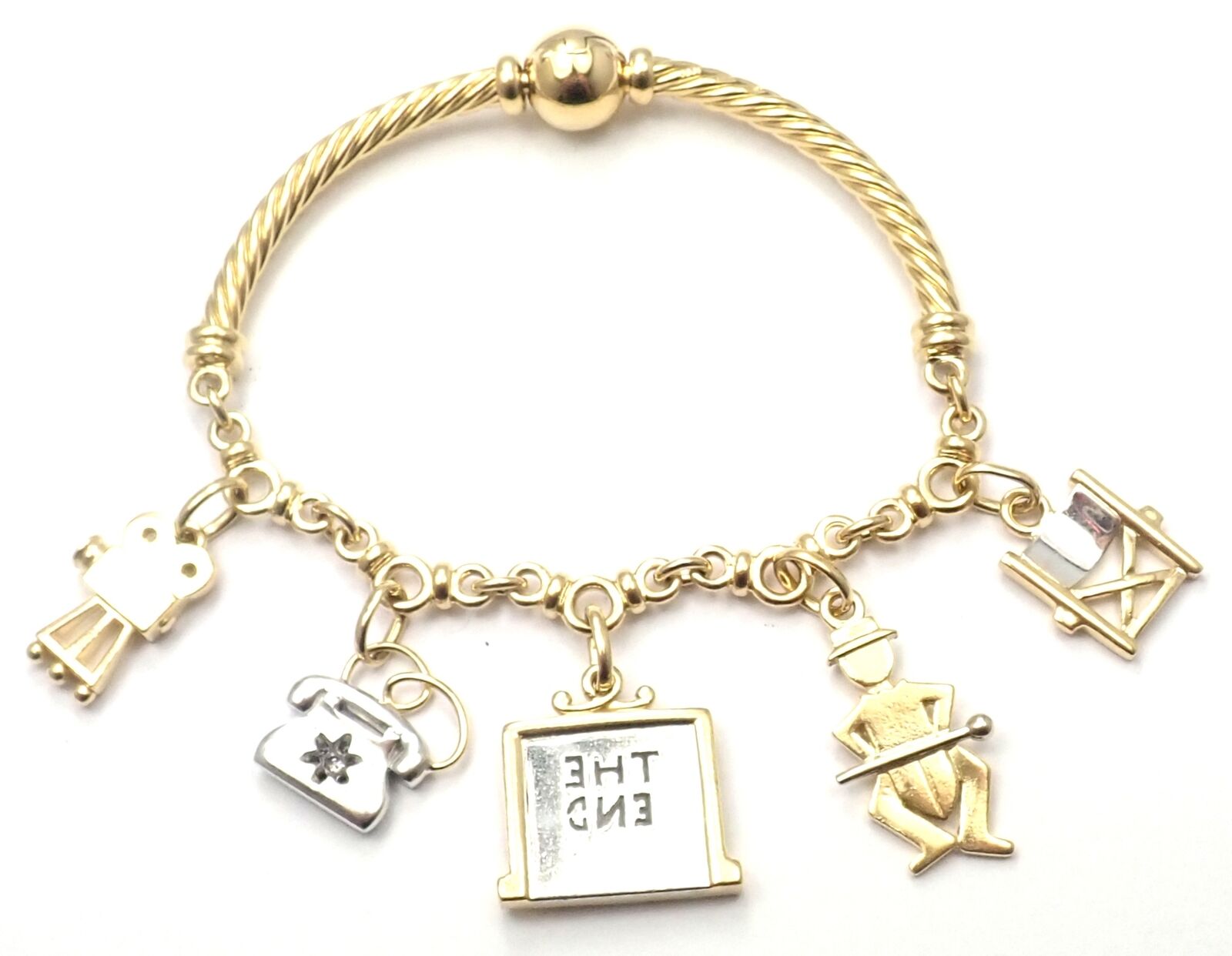 Authentic Pomellato 18K Yellow & White Gold Cinema Charm Bracelet for Women | Luxury Italian Jewelry Gift for Birthday, Anniversary & Special Occasions
