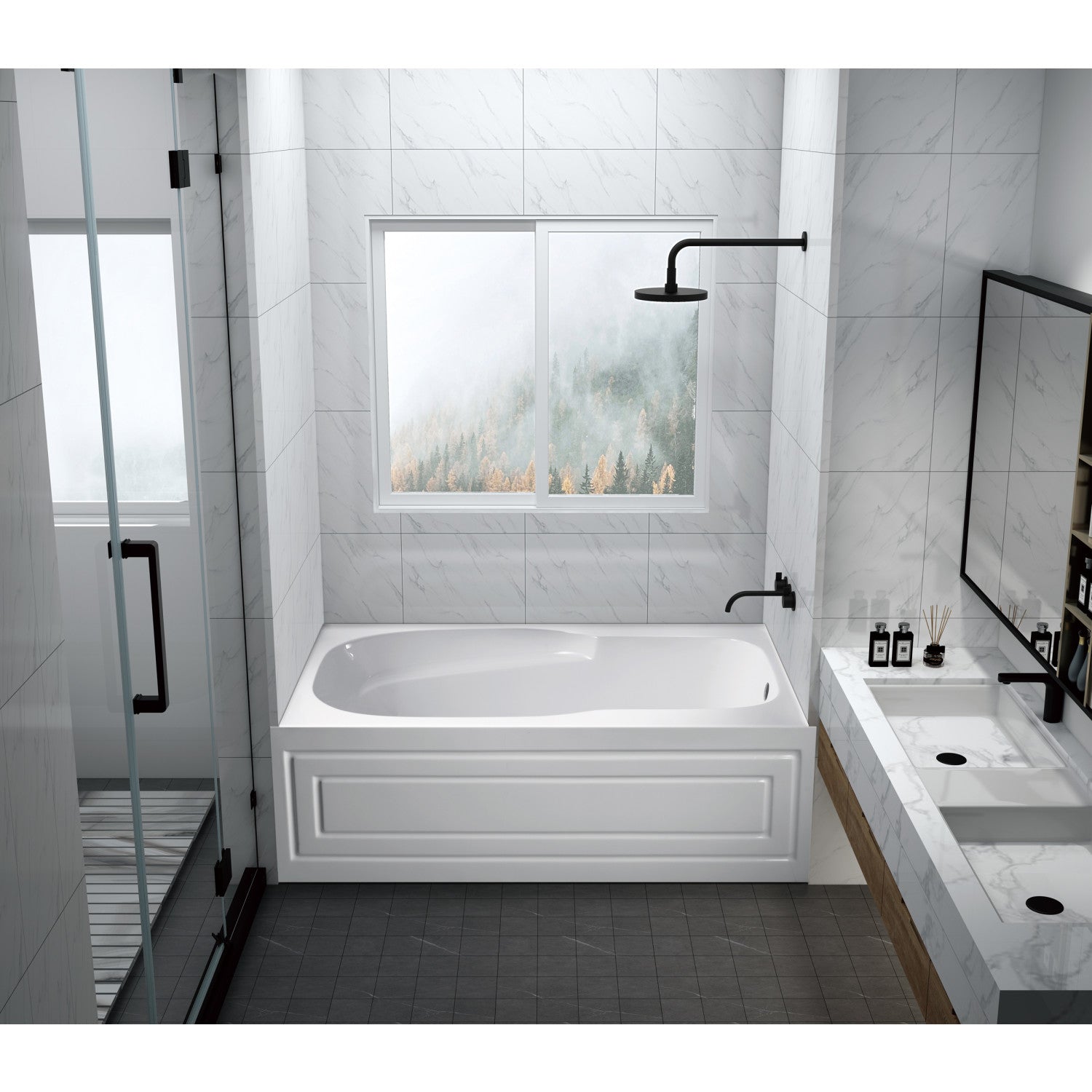 Aqua Eden VTAP6031R21C 60-Inch Acrylic Rectangular 3-Wall Alcove Bathtub with Anti-Skid Surface, Right-Hand Drain, Glossy White - Perfect for Modern Bathrooms & Spa-Like Relaxation