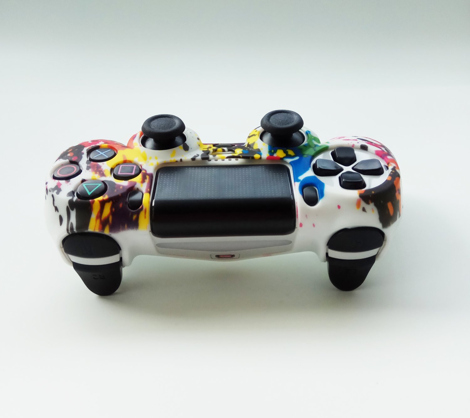Sony PS4 Silicone Gel Protector Skin - Soft Protective Case for PS4, PS4 Slim & PS4 Pro Controllers - Includes 1 Cover & 8 FPS Pro Thumb Grip Caps (White) - Perfect for Gaming, Travel & Controller Protection